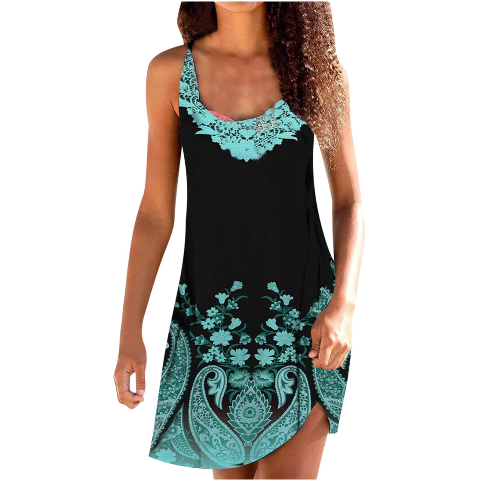 Women's Summer Sundress 2023 - Sexy Sleeveless Floral Print Maxi Dress with Pockets | Beach Cover Up, Casual Wear & Vacation Outfit