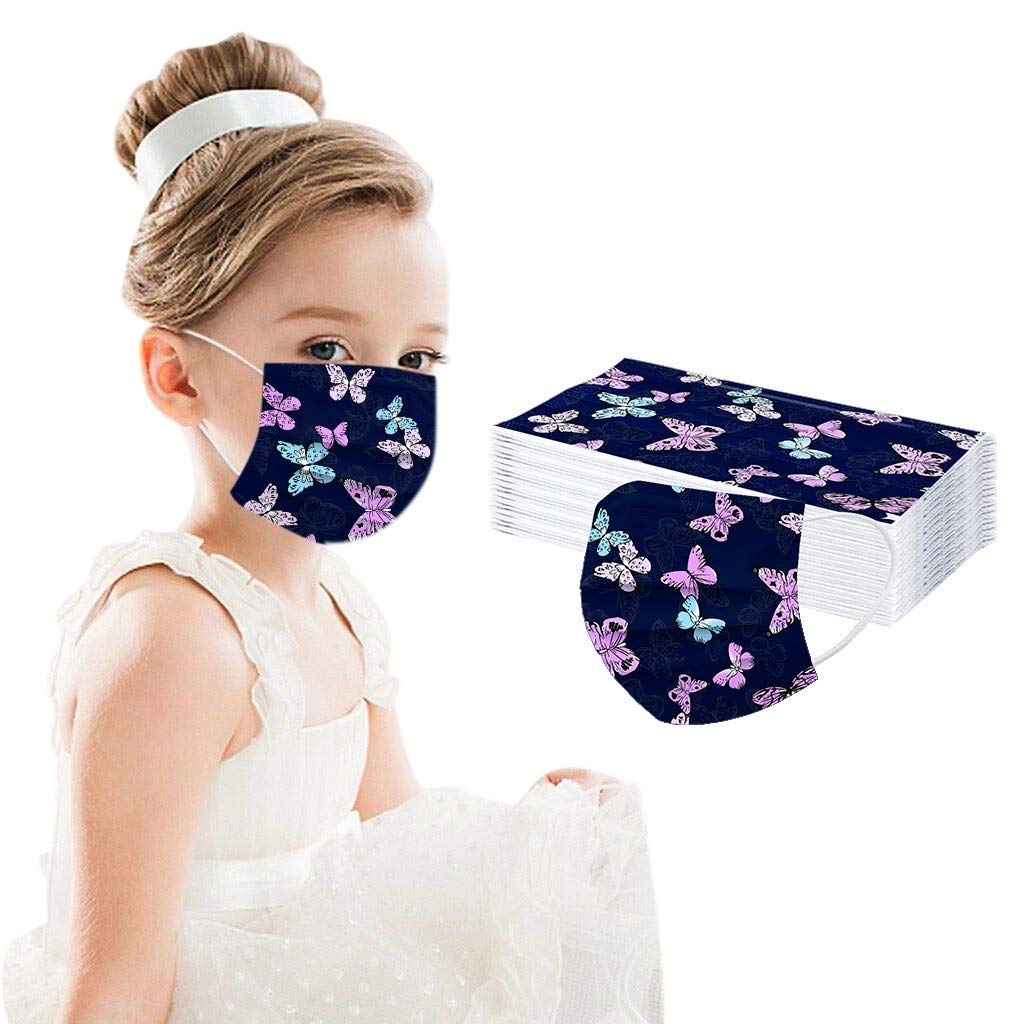 50 Pcs Cute Butterfly Kids Face Masks - Disposable & Protective for School & Travel