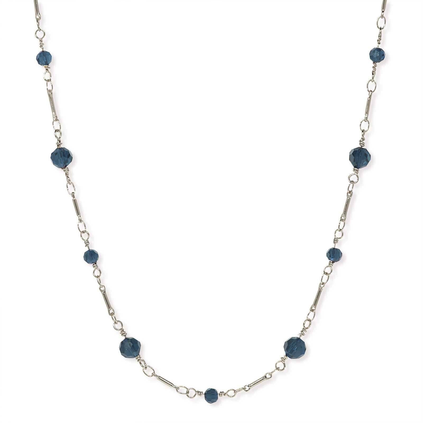 1928 Jewelry Beaded Silver Tone Chain Necklace 16