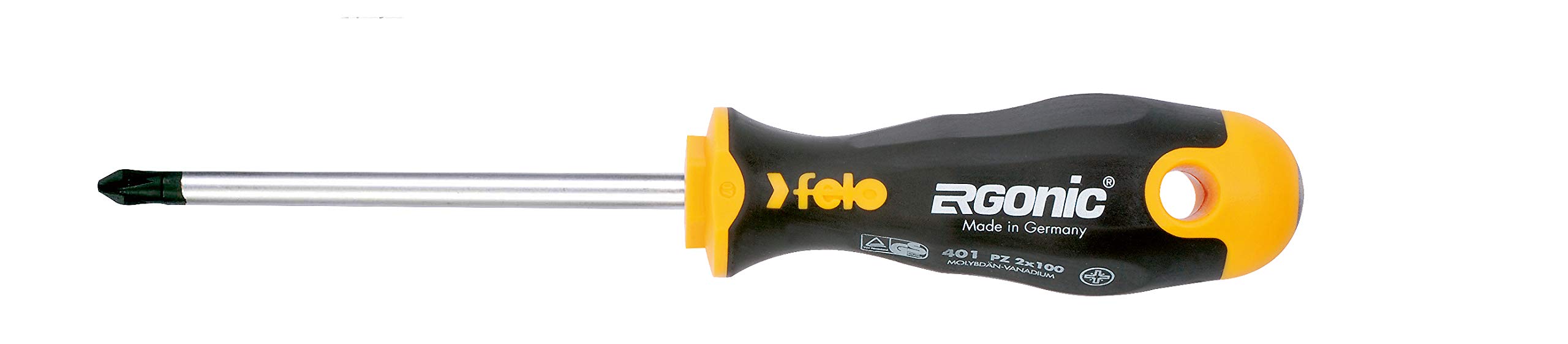 Felo 0715753687 PZ3 PoziDrive Round Ergonomic Screwdriver - 6 Inch Length for Precision Work, DIY Projects & Home Repairs