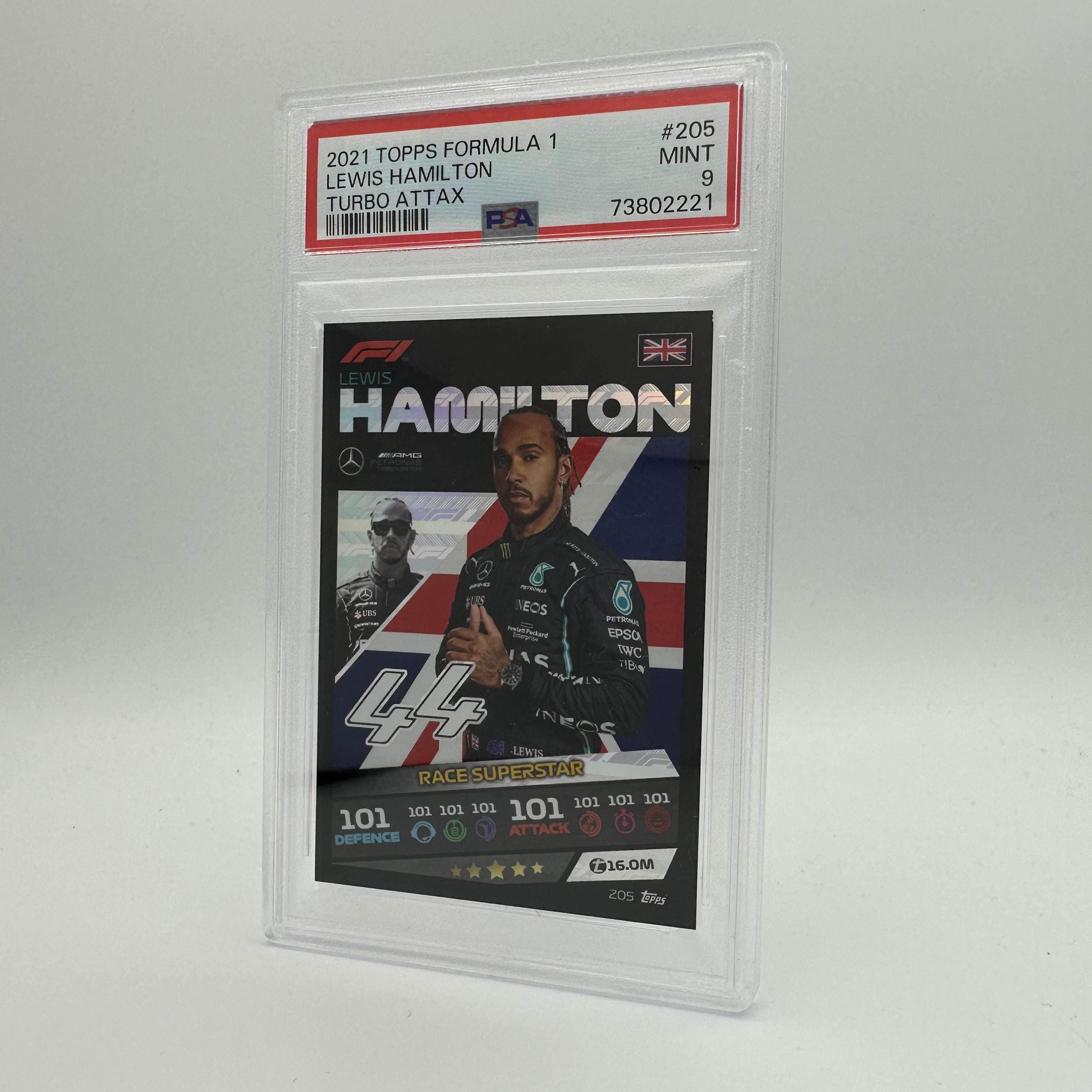 PSA 9 Graded Lewis Hamilton #205 Racing Card - Perfect for Collectors, Investors & F1 Memorabilia Enthusiasts - Display in Home, Office or Man Cave