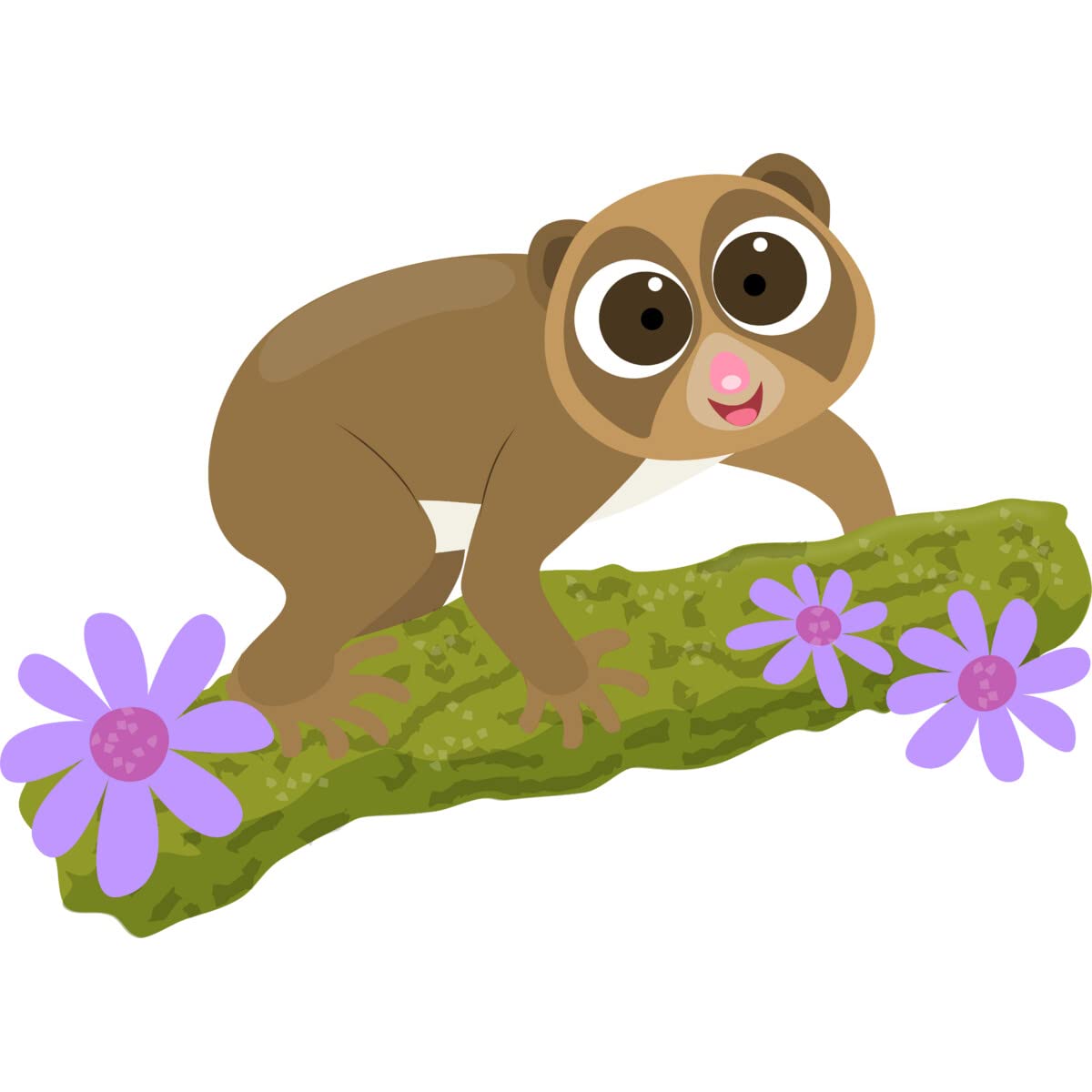 Design By Humans Men's Cute Happy Slow Loris on Branch Cartoon Graphic Tank Top - Casual Summer Tee for Outdoors & Travel