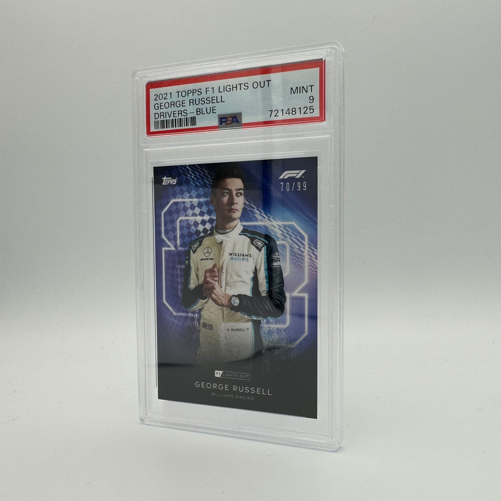 PSA 9 Graded 70/99 Russell George Drivers Blue Parallel Baseball Card - Perfect for Collectors, Sports Memorabilia Display & Investment