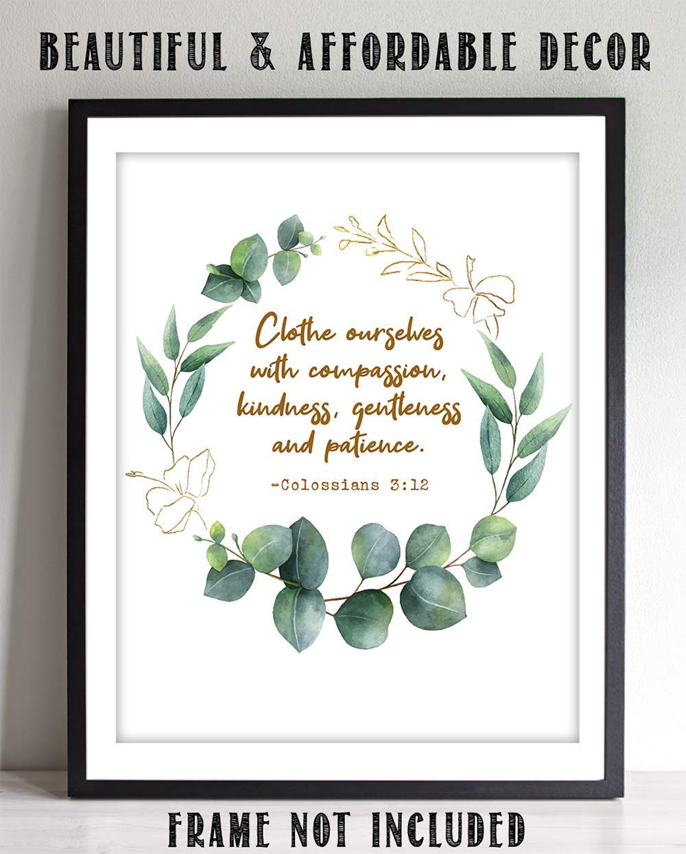 TJ Originals - Colossians 3:12 Bible Verse Wall Art Print - 11x14 Inspirational Christian Home Decor with Floral Design - Perfect for Living Room, Bedroom & Church - Gift for Women, Family & Friends (Birthday, Housewarming)