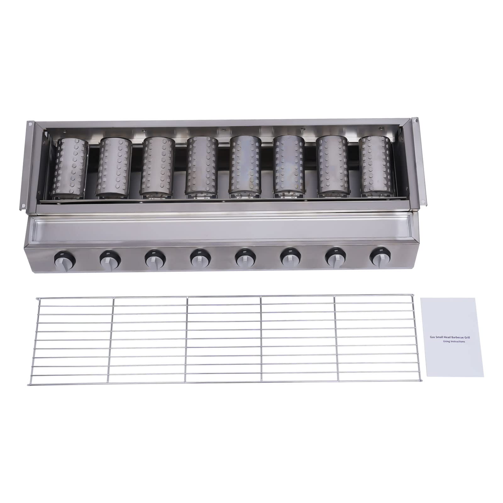 8-Burner Commercial Gas BBQ Grill - 2800PA Stainless Steel LPG Grill for Outdoor Cooking, Camping & Backyard Parties - Portable Tabletop Multi-Function Gas Grill