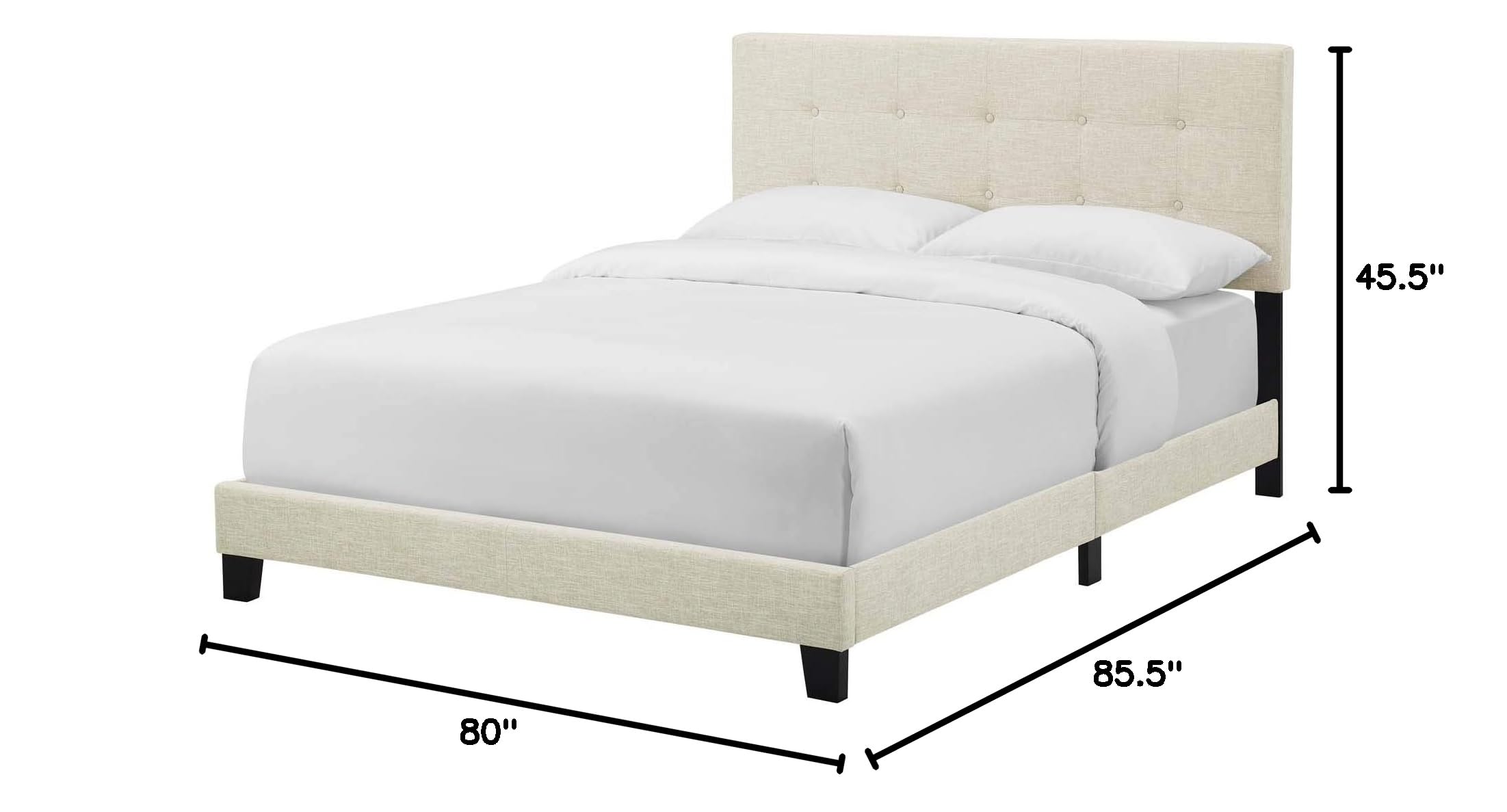 Modern Contemporary Urban Design Beige Fabric Platform Bed Frame for Stylish and Minimalist Bedrooms