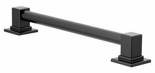 Moen 90 Degree 18-Inch Designer Grab Bar - Matte Black (YG8818BL) for Bathroom Safety & Accessibility - ADA Compliant Shower Handle for Seniors & Disabled
