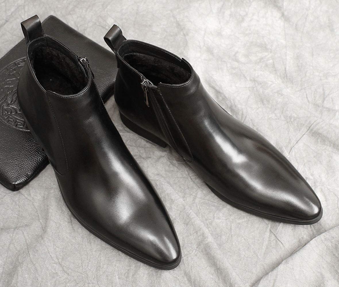 Santimon Men's Chelsea Boots - Leather Ankle Boots with Zipper for Dress & Casual Wear - Black & Burgundy - Perfect for Office, Parties & Everyday Outfits