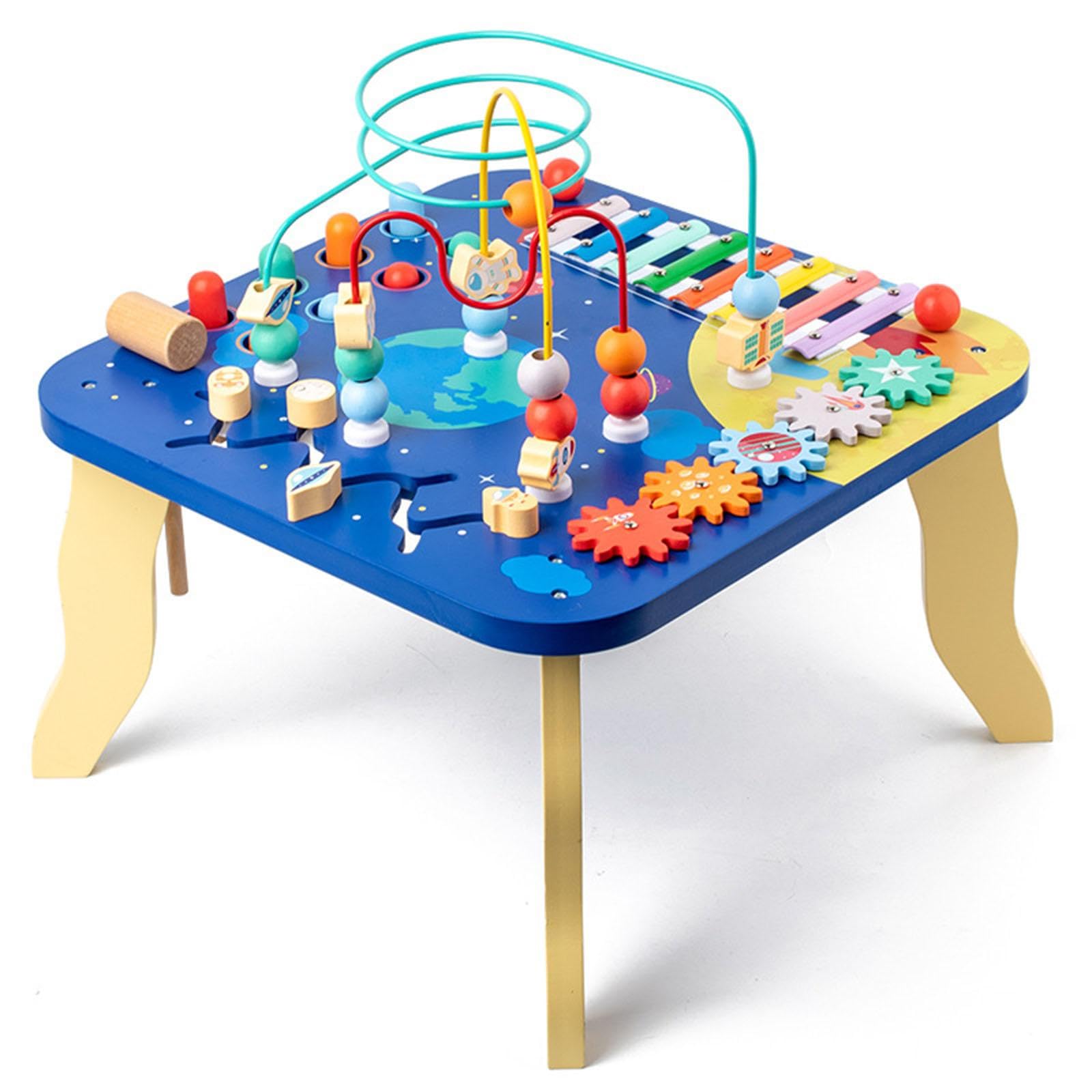 GaotKeut Wooden Activity Table - Montessori Sensory Toy with Bead Maze, Xylophone & Coordination Games for Toddlers & Kids (Boys & Girls) - Perfect for Early Learning, Playtime & Daycare Activities