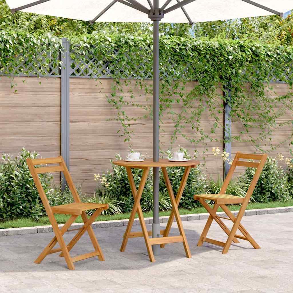 vidaXL Solid Acacia Wood Foldable Round Patio Table - 27.6