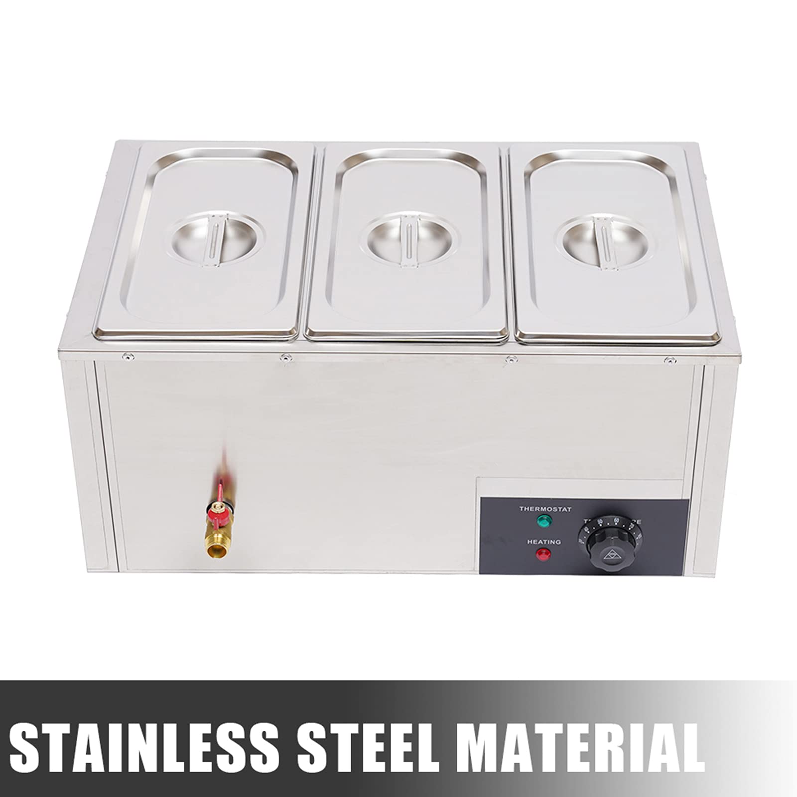 Commercial Stainless Steel Bain Marie Food Warmer - 3-Pot Multifunction Buffet & Steam Table Warmer for Restaurants, Catering & Buffet Service
