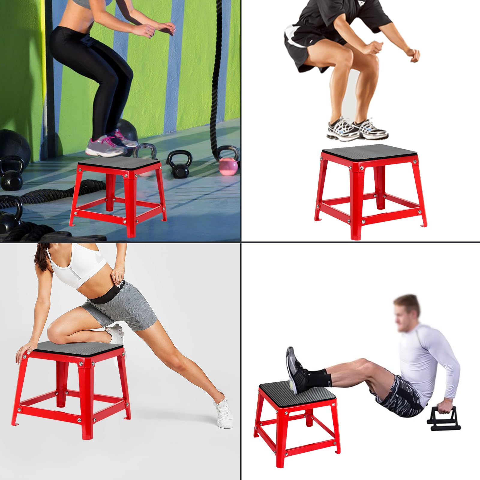 Premium Plyometric Jump Box - 12/18/20/24 Inch Adjustable Height Fitness Training Platform for CrossFit, HIIT & Home Workouts - Ideal for Box Jumps, Step Ups & Strength Training Exercises