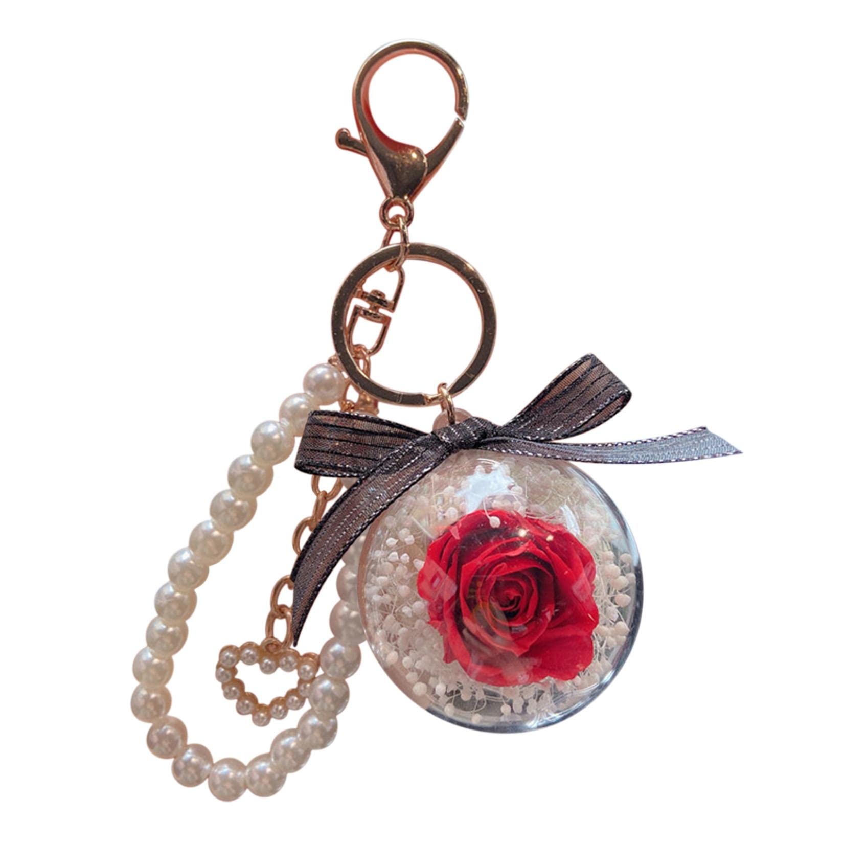 Eternal Rose Keychain - Luxury Immortal Flower Key Ring for Women, Wallet & Bag Pendant Charm - Perfect Gift for Mother's Day, Valentine's Day - Elegant Car Hanging Keychain (Red Rose) - Ideal for Everyday Use, Special Occasions & Thoughtful Gifting
