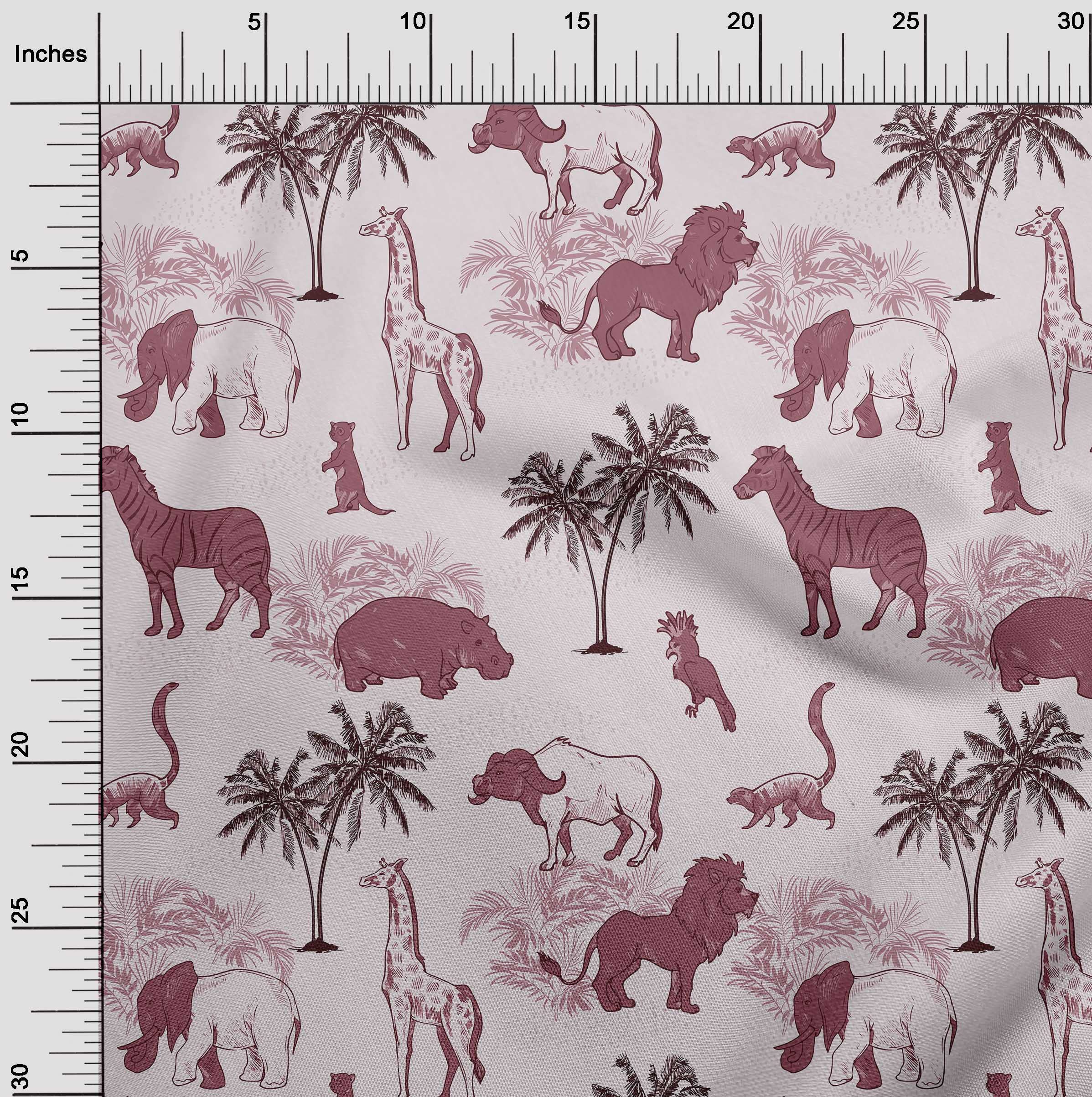 oneOone Georgette Viscose Light Pink Tropical Animal Print Fabric by The Yard - 42 Inch Wide Dress Material for Summer Dresses, Blouses & DIY Fashion Projects