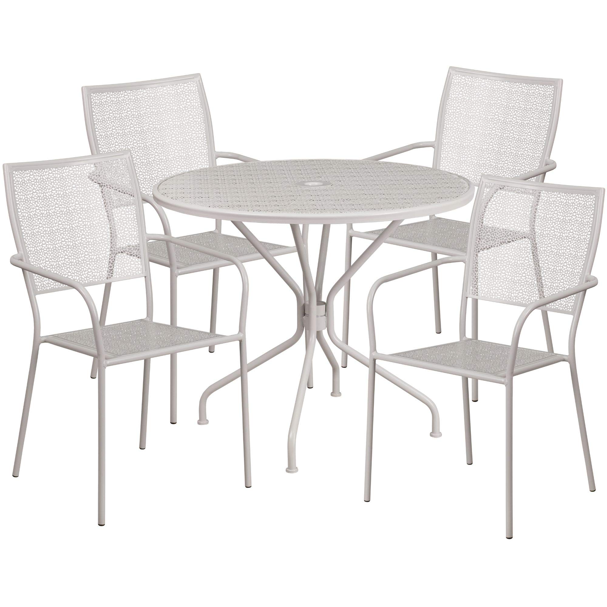 F&F Furniture 5-Piece Square Silver Patio Dining Set with 4 Chairs - 35.25