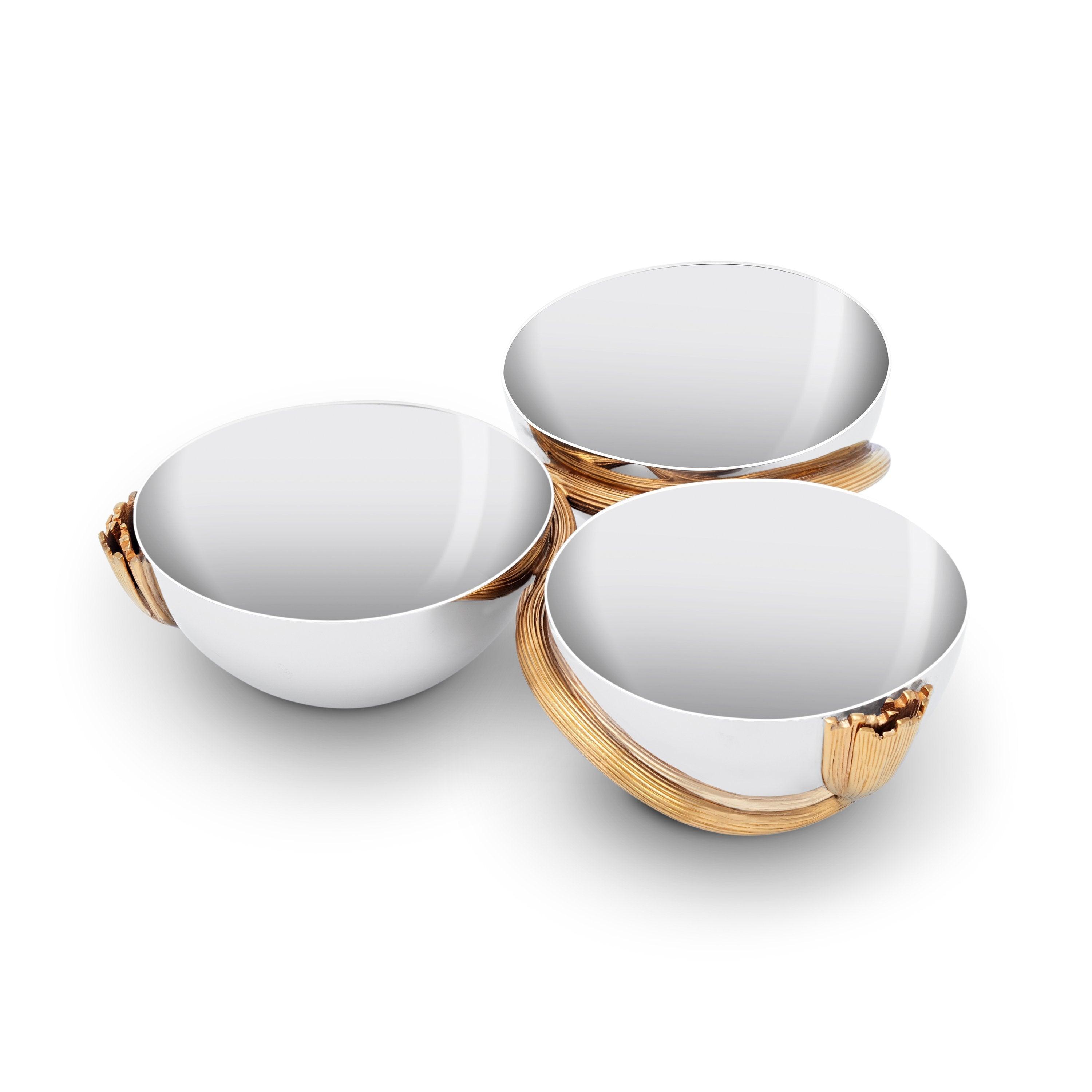 3-Section Deco Leaves Condiment Server - Perfect for Salads, Desserts & Party Platters | Elegant Serving Tray for Entertaining
