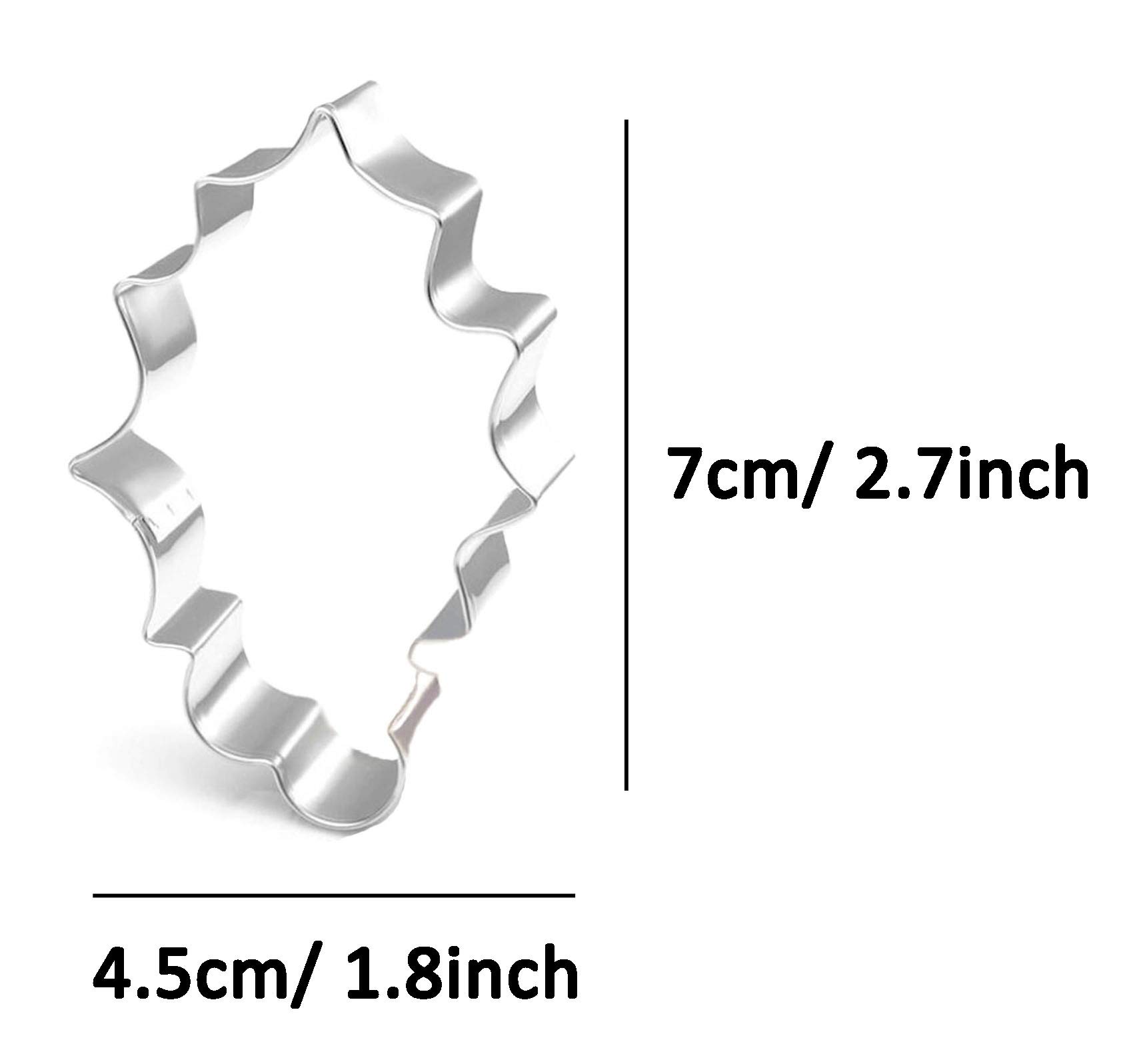 Holly Oak Leaf Shaped Cookie Cutter - Stainless Steel Christmas Baking Decorations for Holiday Cookies, Gingerbread, and Festive Treats | Perfect for Christmas, Thanksgiving, and Autumn Baking Parties