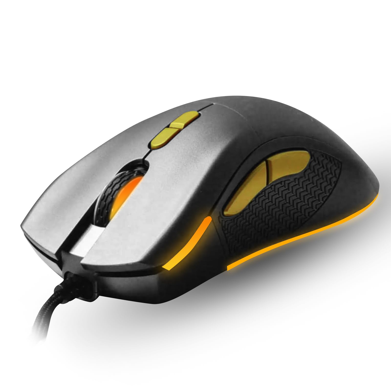 High-Performance M-1 Wired Gaming Mouse with 12,000 DPI Adjustable Sensor, Ergonomic RGB Lighting & Side Buttons - Perfect for PC Gaming, Esports & Office Work