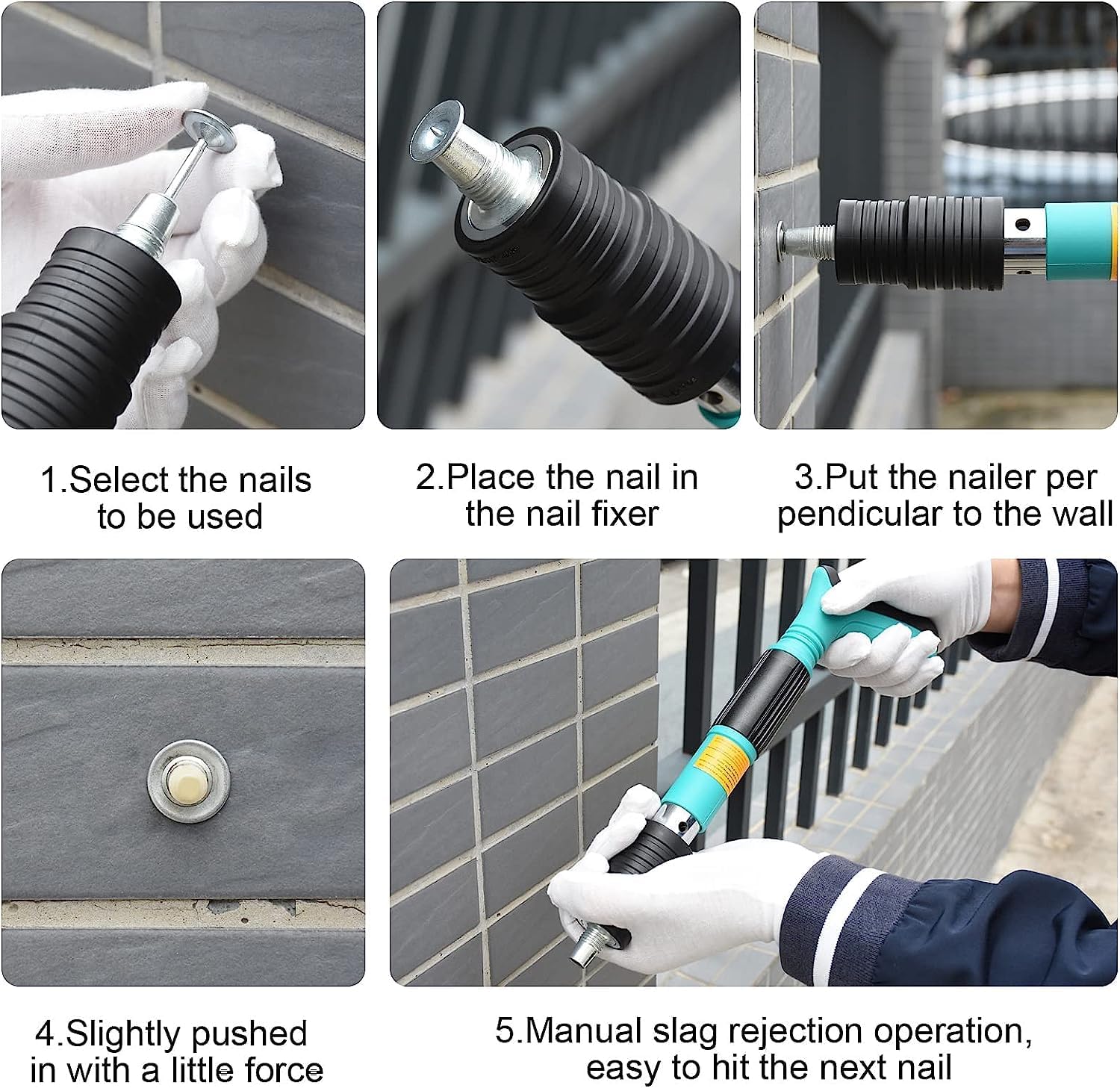 Ignito Manual Steel Nail Gun for Cement Walls - Portable Concrete Nailer with 10 Nails Included - Lightweight & Efficient Construction Tool for Woodworking, Drywall Installation, and Home DIY Projects