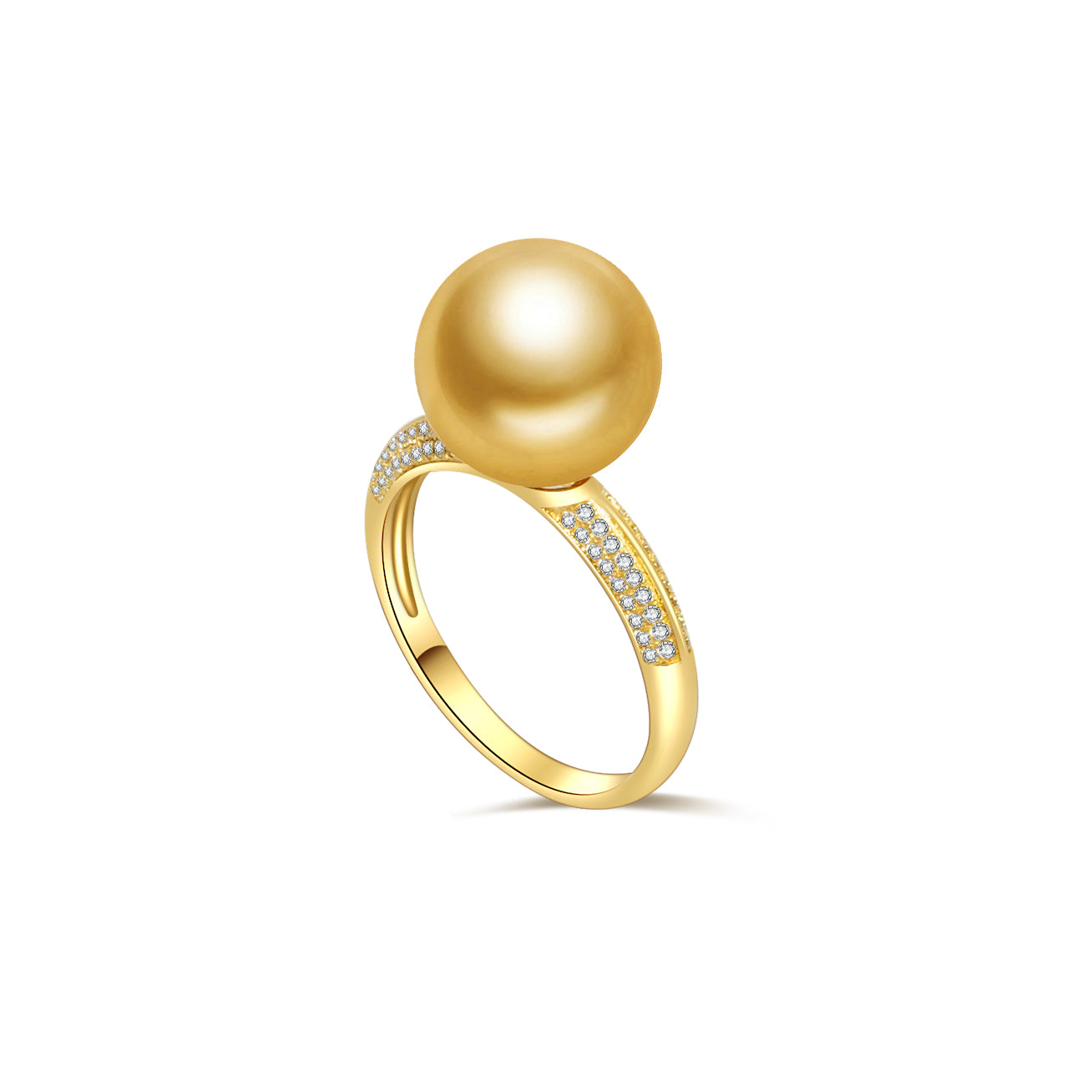 18K Solid Gold South Sea Golden Pearl Ring KR00017 - Elegant Jewelry for Women, Luxury Pearl Ring for Weddings, Anniversaries & Special Occasions