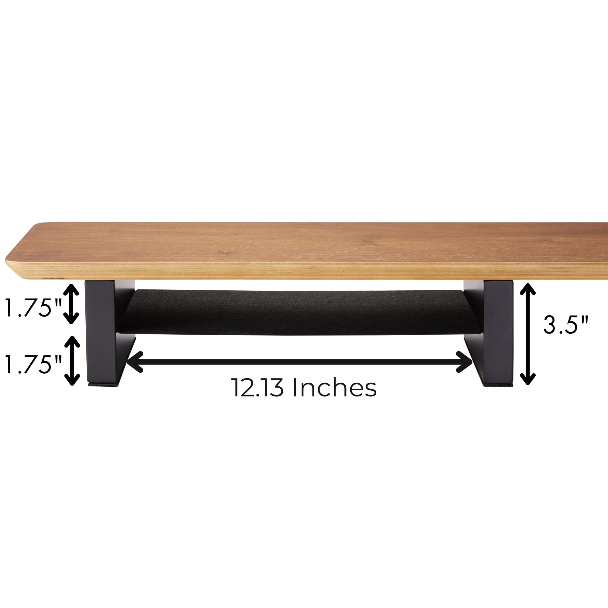 XL 44 Inch Walnut Wood Monitor Stand for Desk - Large Dual Monitor Riser with Desk Shelf, Solid Wood Computer Monitor Stand for Home & Office Workspace