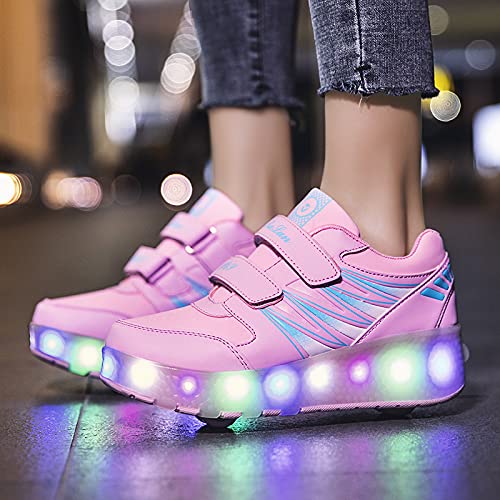 Kids Roller Shoes with 2-Wheel Roller Skates - Sport Sneakers with USB Charging & LED Lights for Boys & Girls - Perfect for Outdoor Play, School & Skate Parks