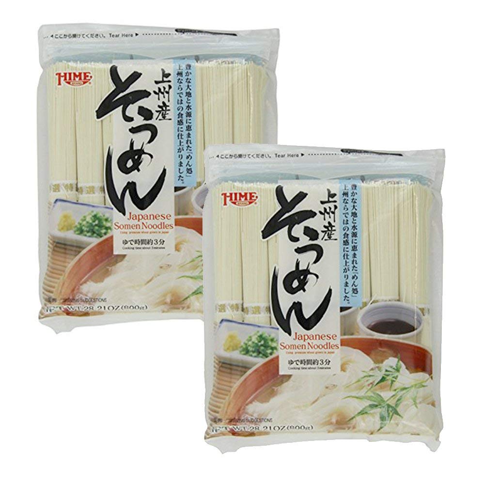 2-Pack Hime Japanese Dried Somen Noodles (28.21 oz) - Authentic Japanese Wheat Noodles for Soups, Salads & Cold Dishes - Perfect for Asian Cuisine & Meal Prep
