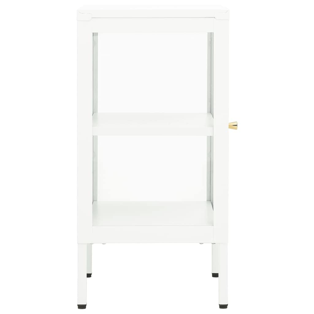 FAMIROSA White Steel Sideboard Cabinet with Tempered Glass - 15