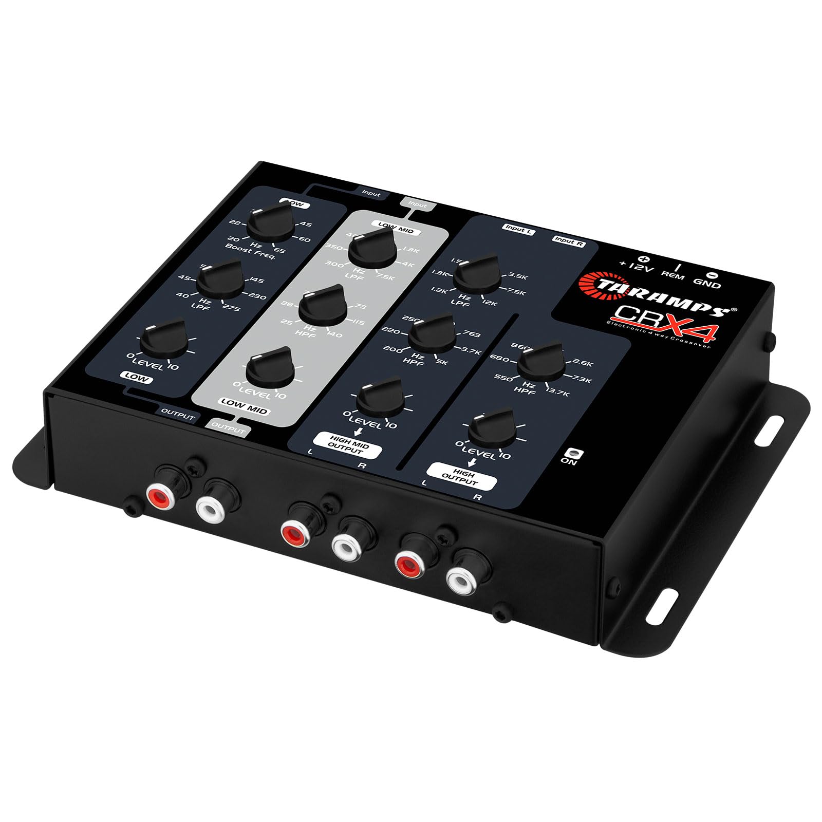Taramps Crx4 4-Way Electronic Crossover RCA Car Audio Processor - 8V RMS, Stereo Equalizer with Bass Boost | Compact Design for High/Low Frequency Control | Perfect for Car Audio Systems & Custom Installations