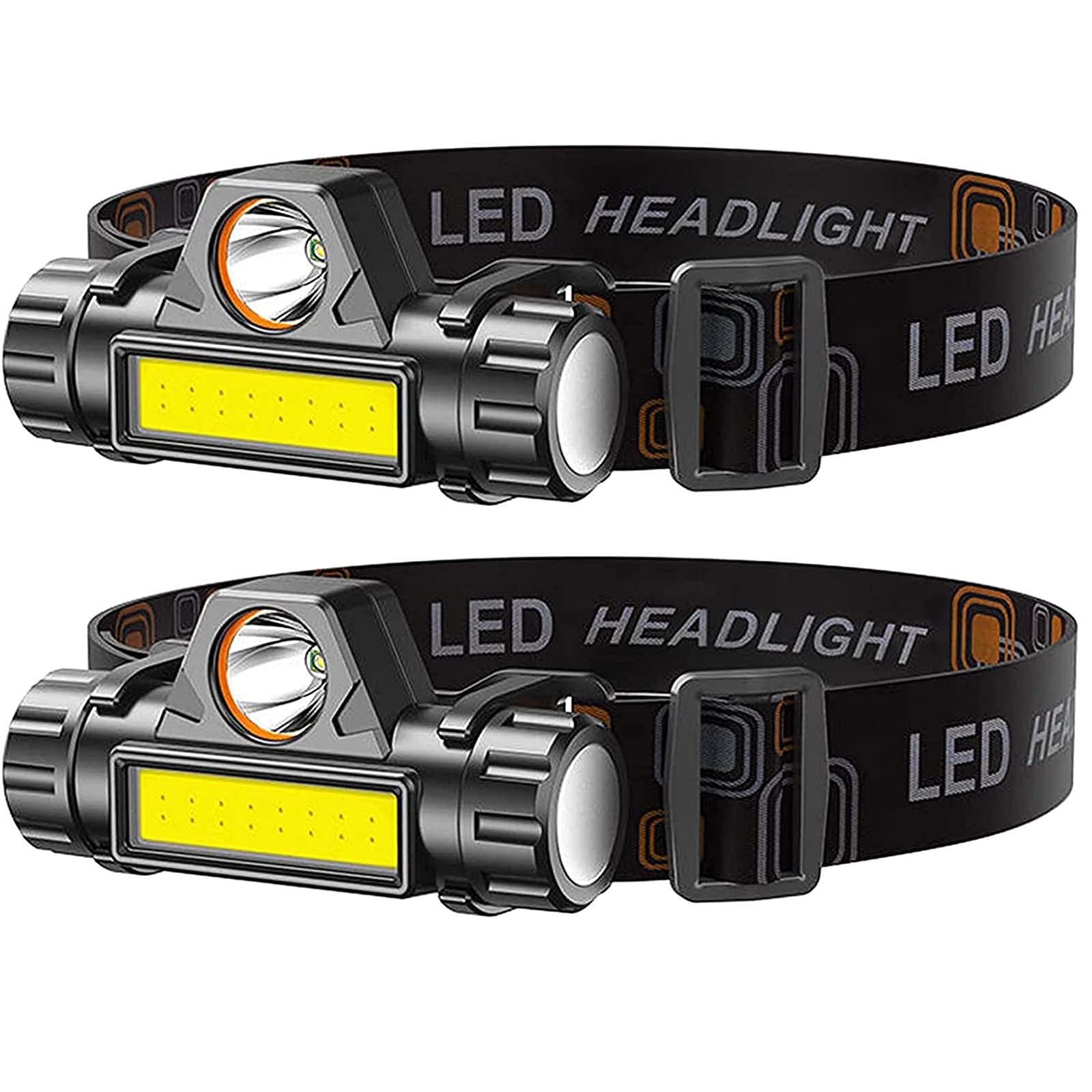 2 Pack Rechargeable LED Headlamp - 2000 Lumens Waterproof USB Headlight with Adjustable Modes for Night Walking, Construction, Camping, Fishing & Garage Work | Perfect for Outdoor Adventures, Emergency Lighting & Hands-Free Tasks