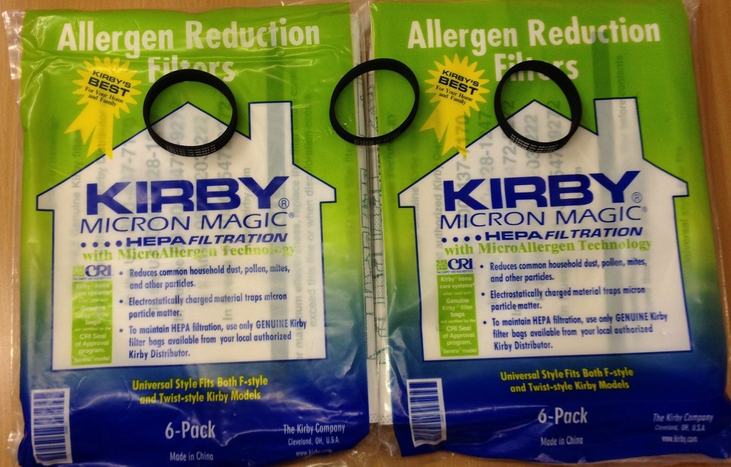 Genuine Kirby Universal HEPA White Cloth Bags 2-Pack (12 Bags) & 3 Kirby Belts #204811 #301289 - Vacuum Cleaner Replacement Parts for Kirby Sentria, Avalir & Heritage Models - Perfect for Home Cleaning & Pet Hair Removal