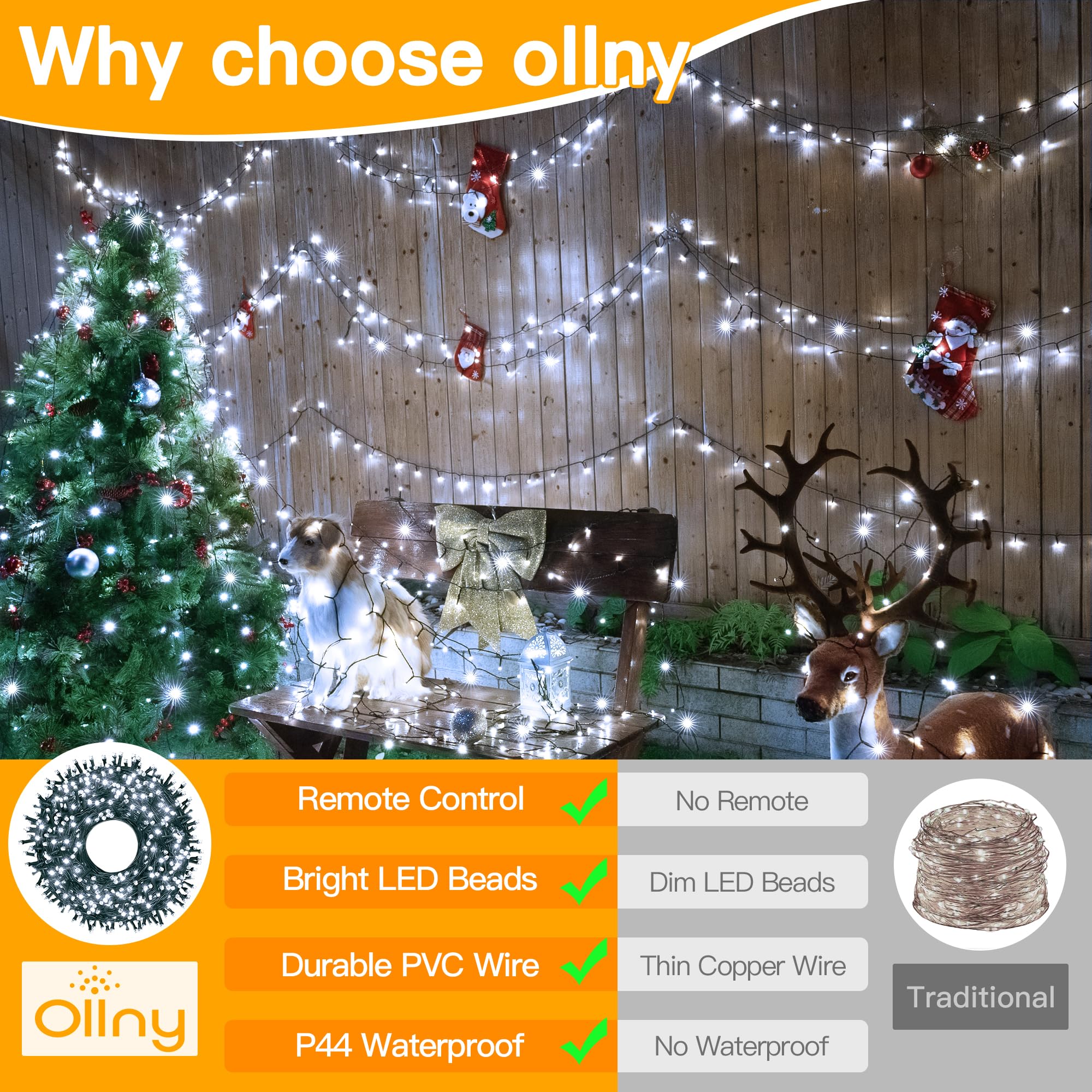 400LED 132FT Christmas Tree Lights with Remote & Timer - 8 Modes Waterproof Outdoor String Lights for Indoor/Outside Decor - Cool White | Perfect for Xmas, Thanksgiving, Holiday Parties & Home Decorations
