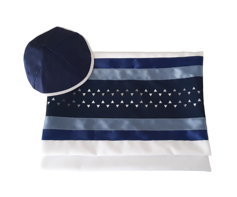 Modern Blue Star of David Tallit for Men - Premium Bar Mitzvah Prayer Shawl Set with Tzitzit - Perfect for Jewish Ceremonies, Synagogue Worship & Special Occasions