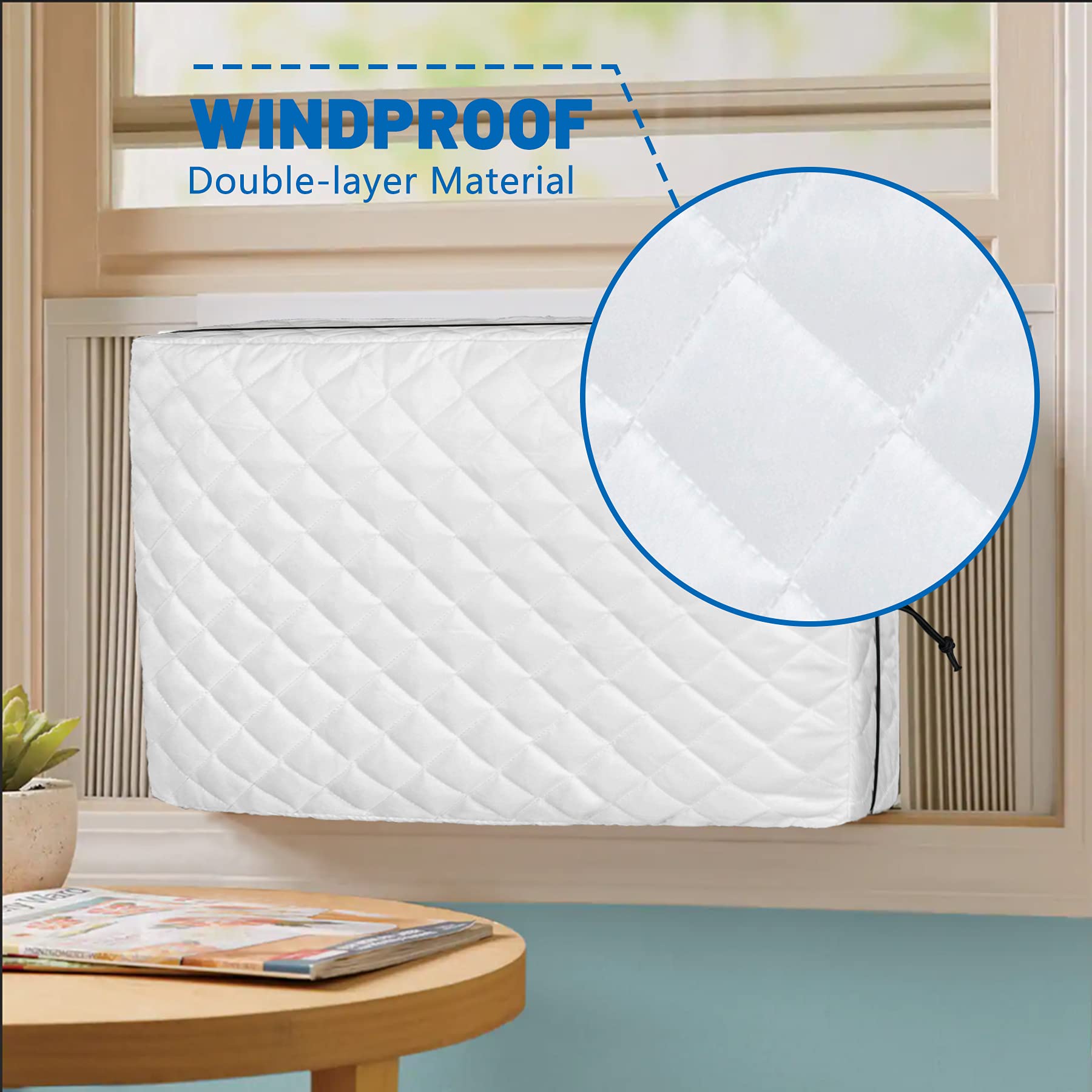 Air Jade Quilted Double Insulation Window AC Cover - White Small (21 x 14 x 3.5 Inches) for Indoor Air Conditioner Units | Perfect for Winter Protection & Energy Efficiency