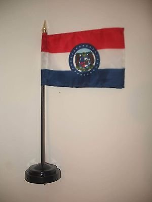 Missouri State Flag 4x6 Inch Mini Desk Flag with Black Base - Perfect for Office Decor, Home Display & Patriotic Gifts