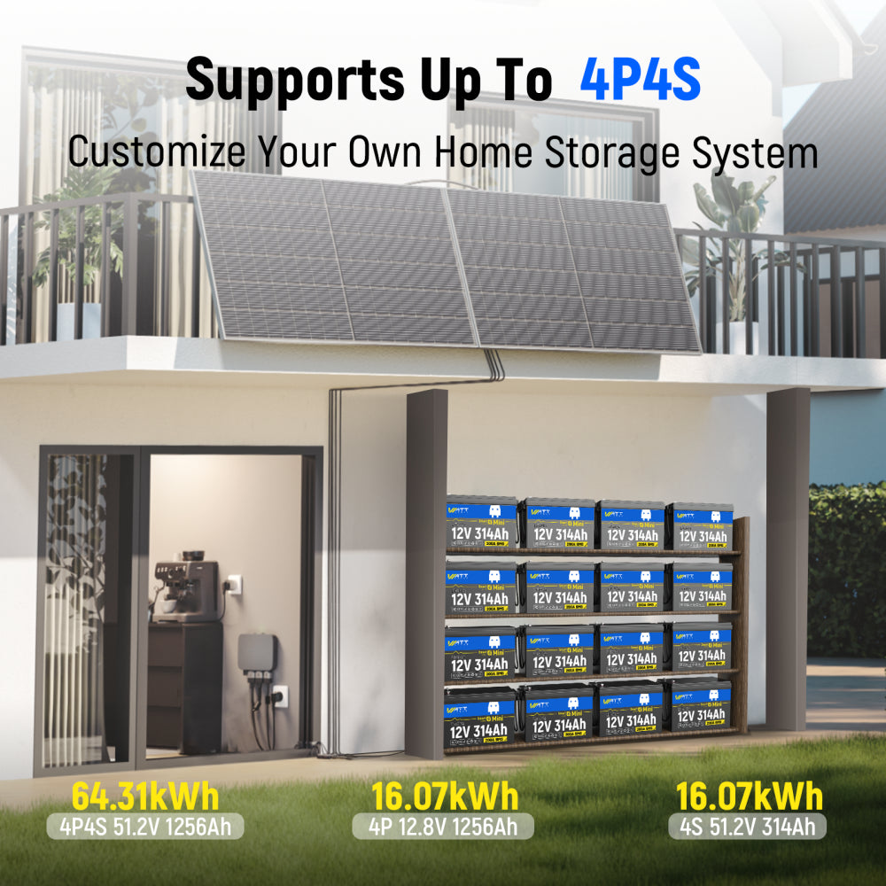 Best 12V 314Ah LiFePO4 Lithium Battery with Bluetooth - Perfect for Solar Power Systems, RVs, Marine & Off-Grid Applications