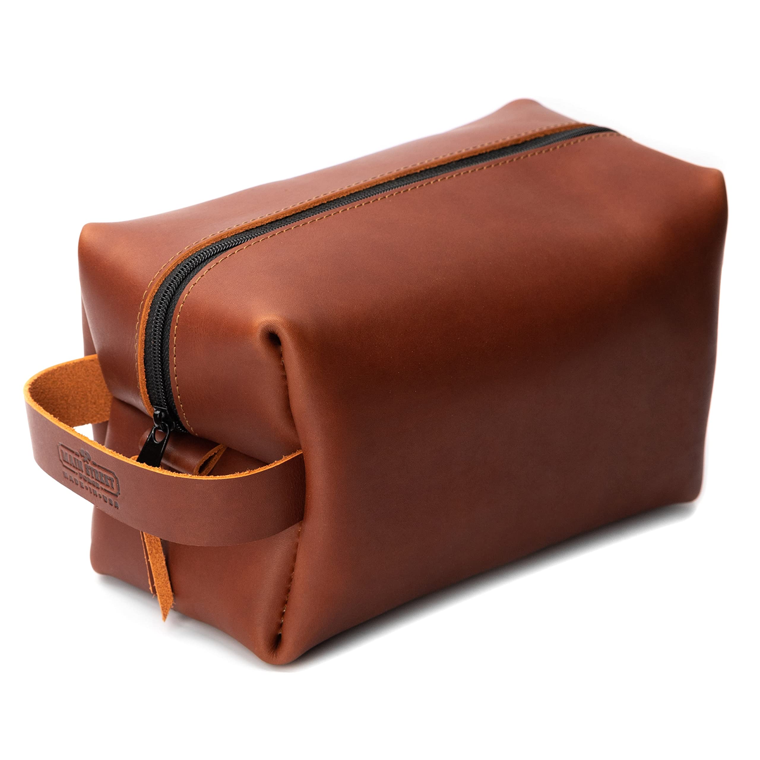 Premium Full Grain Leather Dopp Kit for Men – USA Made Travel Toiletry Bag for Shaving Essentials & Grooming Accessories | Compact & Lightweight Bathroom Organizer | Perfect for Business Trips, Gym Showers & Weekend Getaways