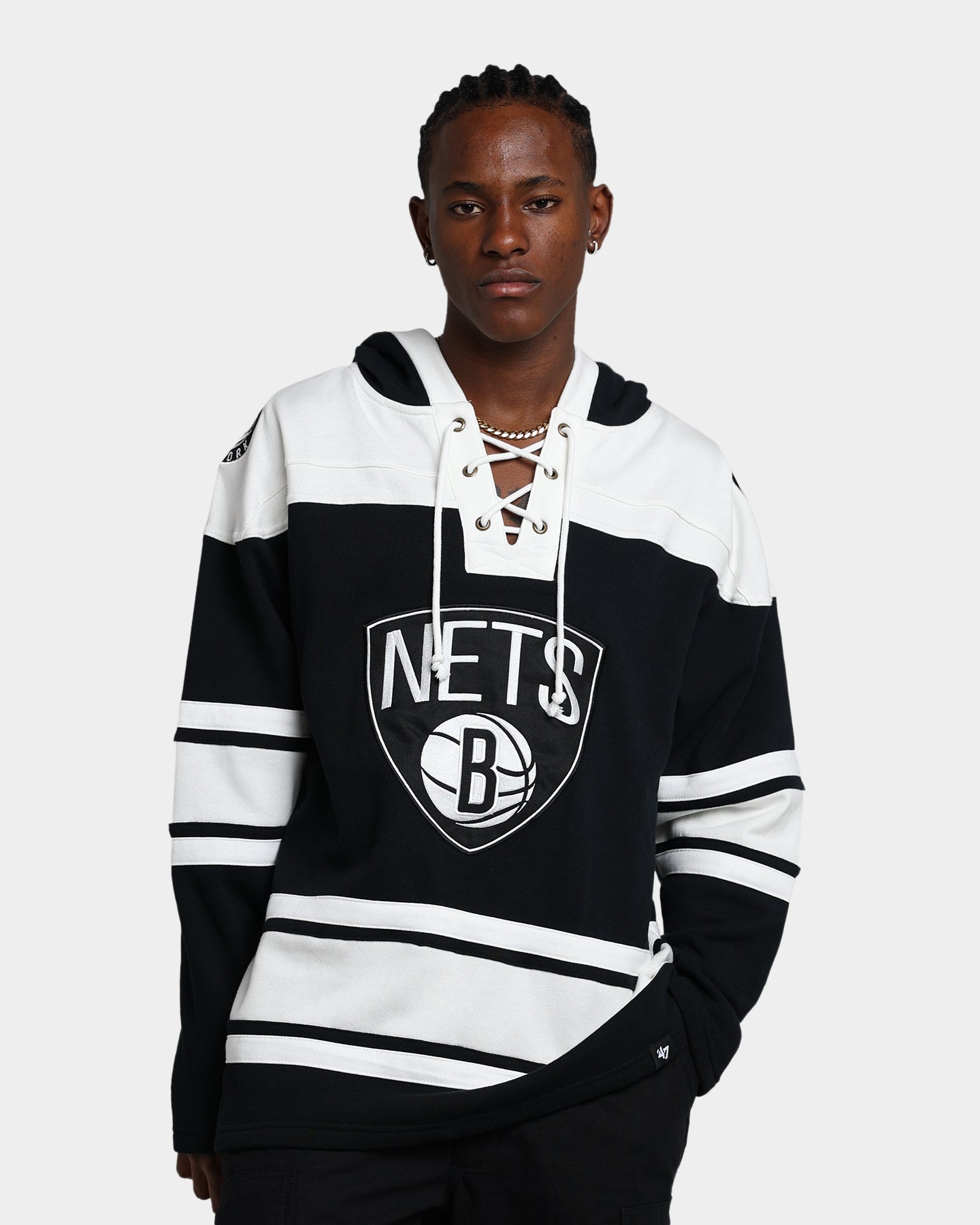 47 Brand Brooklyn Nets Superior Lacer Hoodie - Jet Black NBA Fan Apparel for Men & Women - Perfect for Game Day, Streetwear & Casual Outfits