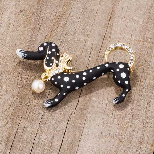 Elegant Black Dachshund Brooch with Sparkling Crystals - Perfect for Women's Fashion Accessories, Gift Ideas & Special Occasions