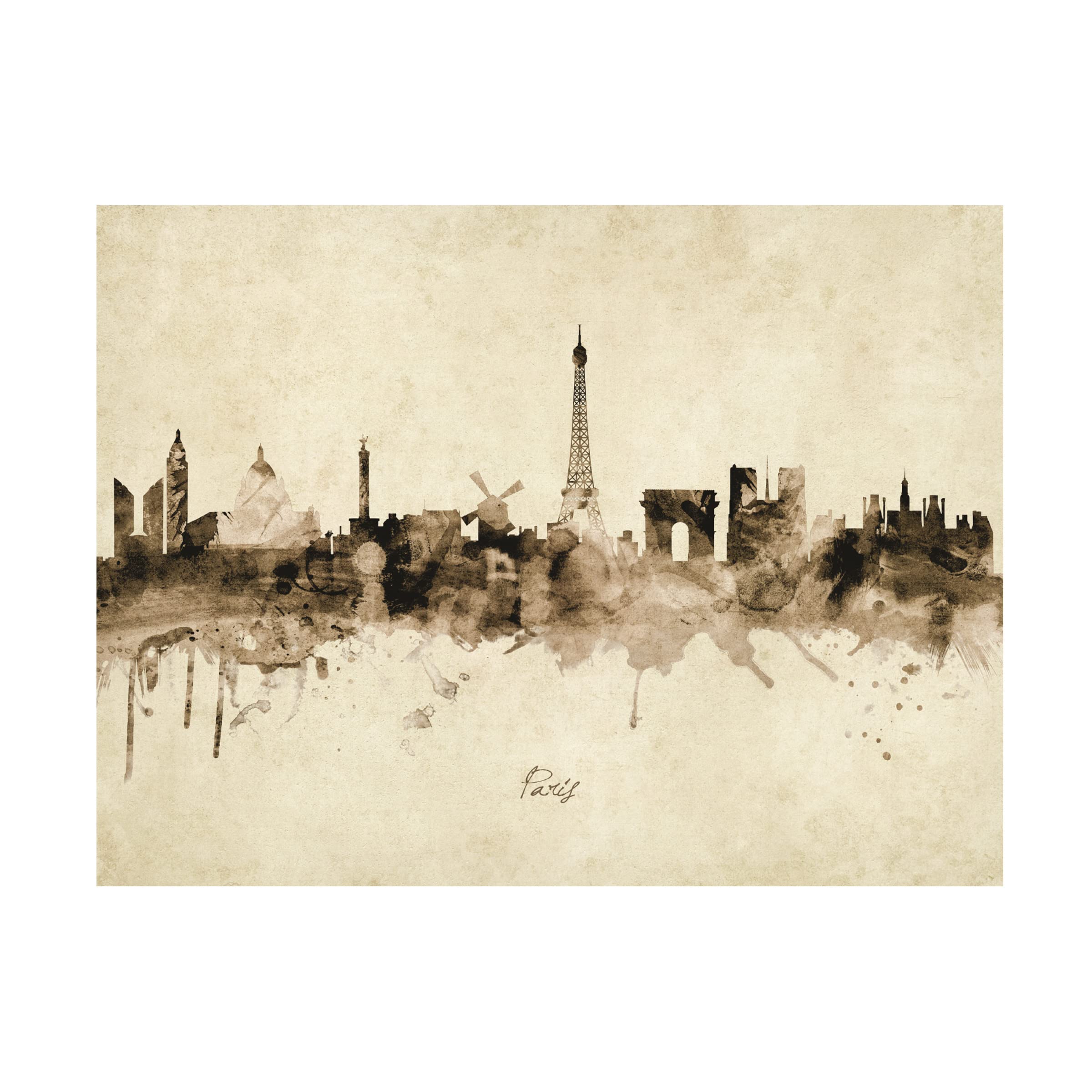 Michael Tompsett Vintage Paris France Skyline Canvas Art Print - Elegant Wall Decor for Living Room, Bedroom & Office | Trademark Fine Art Collection