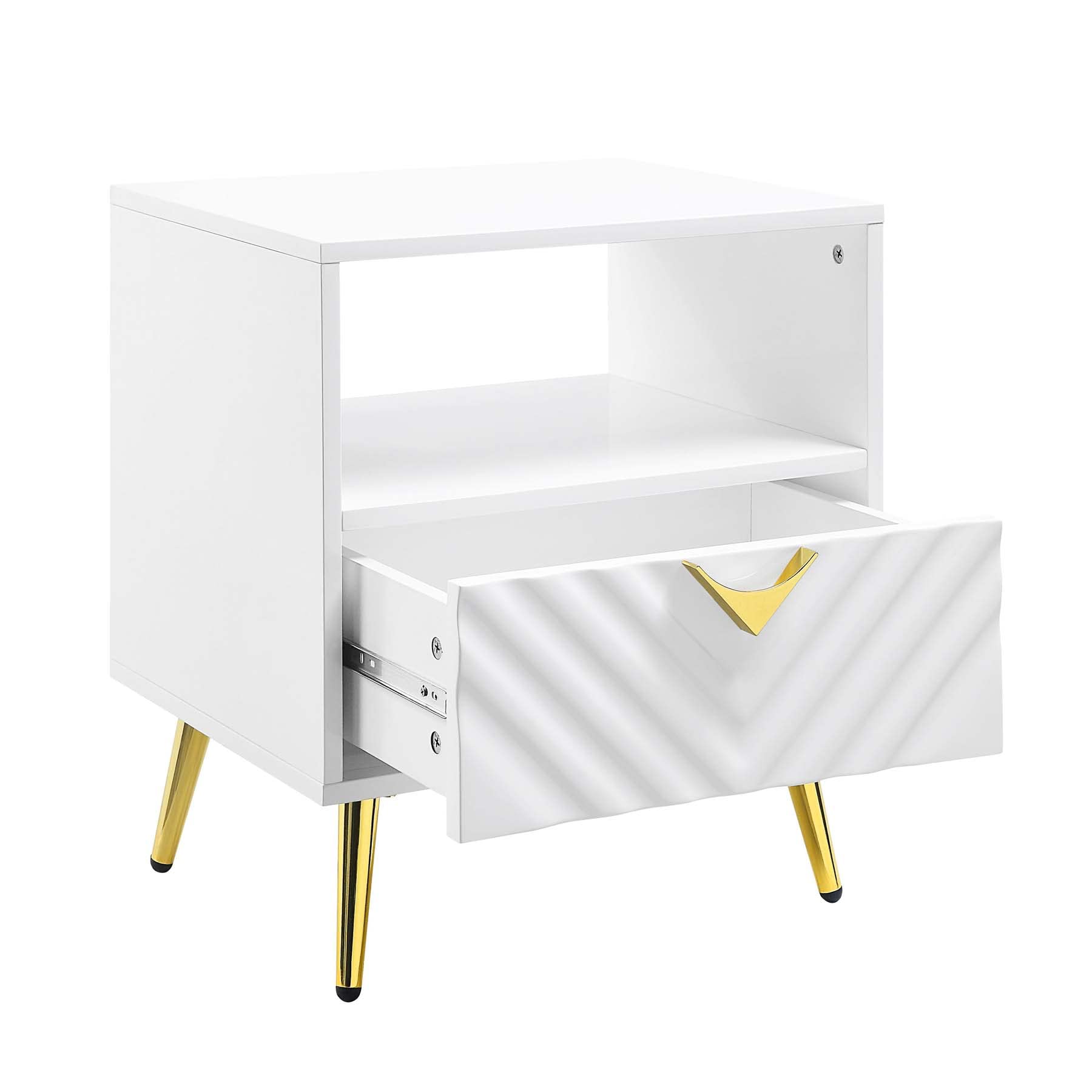 White Wooden End Table with Storage Shelf - Modern Living Room & Bedside Nightstand - ACME Furniture for Home Decor & Organization