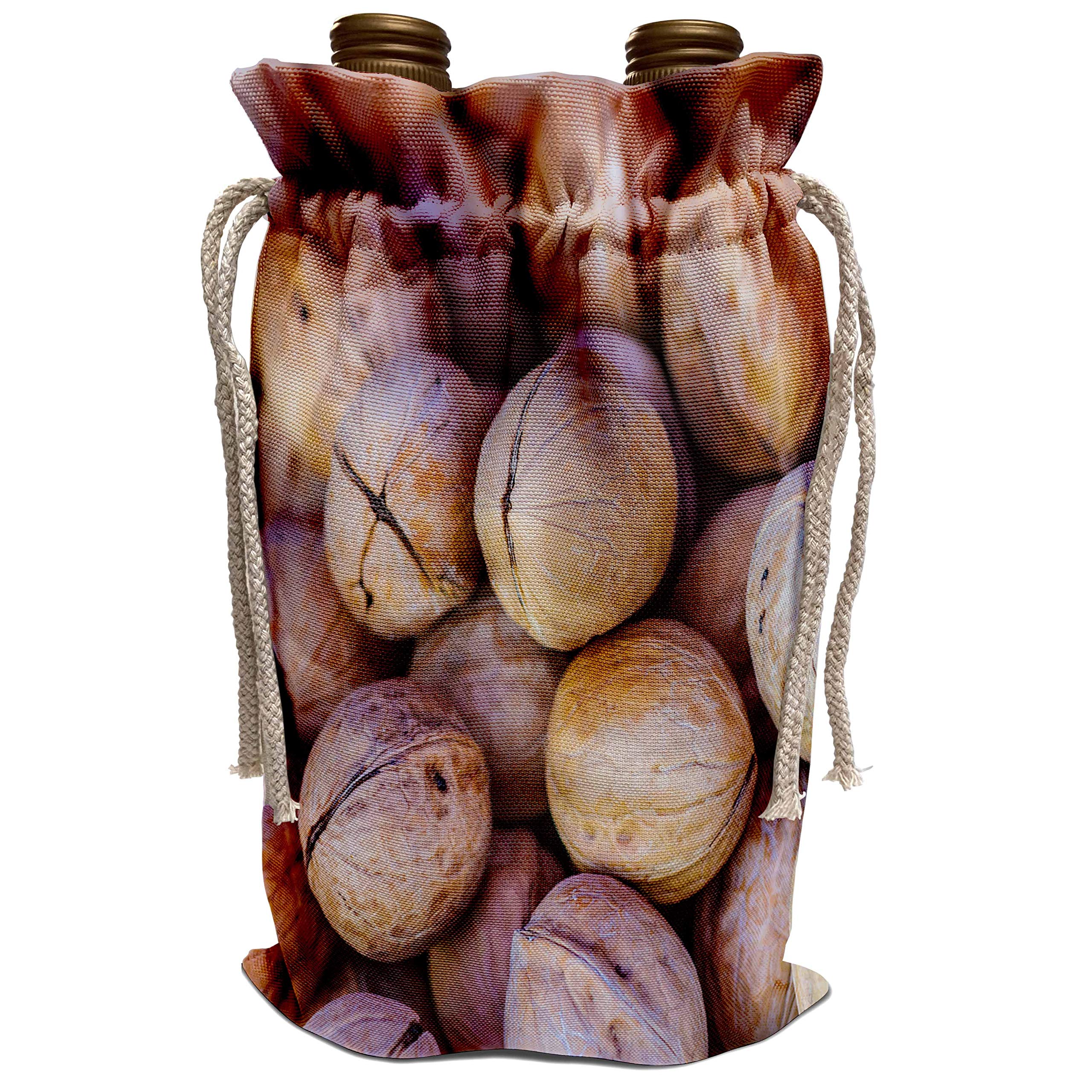 3dRose Alexis Photography - Natural Brown Walnuts in a Pile | Healthy Organic Farm Food | Reusable Wine Gift Bag for Parties, Picnics & Home Decor (wbg_319928_1)
