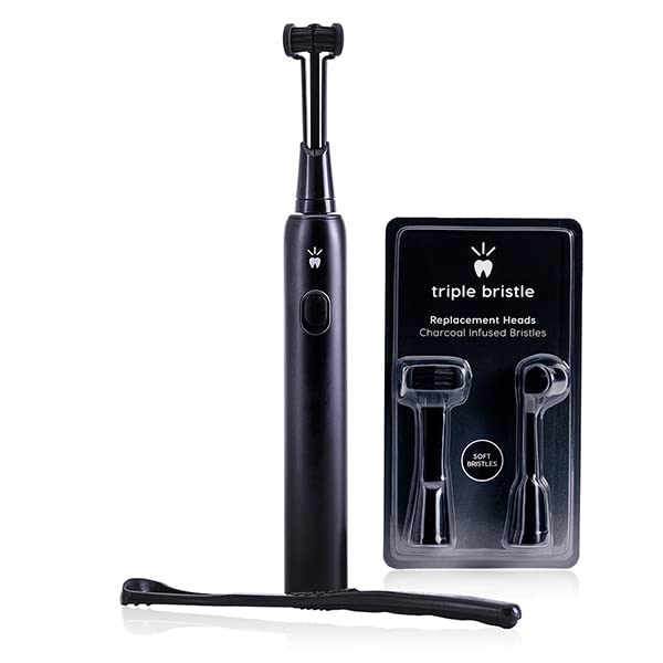 Triple Bristle MAX 3-Sided Sonic Electric Toothbrush with 8 Replacement Heads - 360° Deep Cleaning for Whiter Teeth, Plaque Removal & Gum Care - Perfect for Travel, Home & Family Oral Hygiene