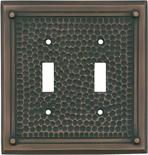 Vintage Hammered Copper 2-Gang Toggle Switch Plate Covers - Rustic Antique Style for Home Decor & Electrical Safety | Perfect for Living Rooms, Bedrooms & Office Spaces