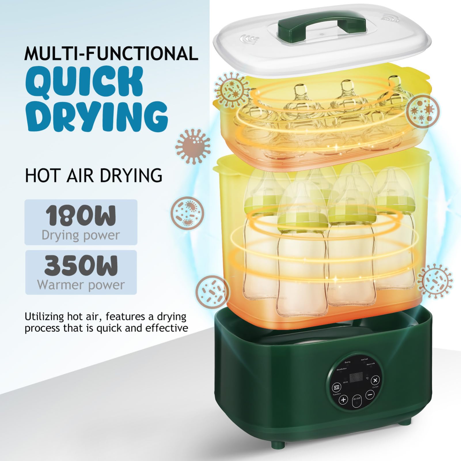 iFundom Baby Bottle Sterilizer and Dryer - Electric Steam Sterilizing Machine for Infant Feeding Bottles, Pacifiers & Breast Pump Parts - Perfect for Nursery, Travel & Daycare Use