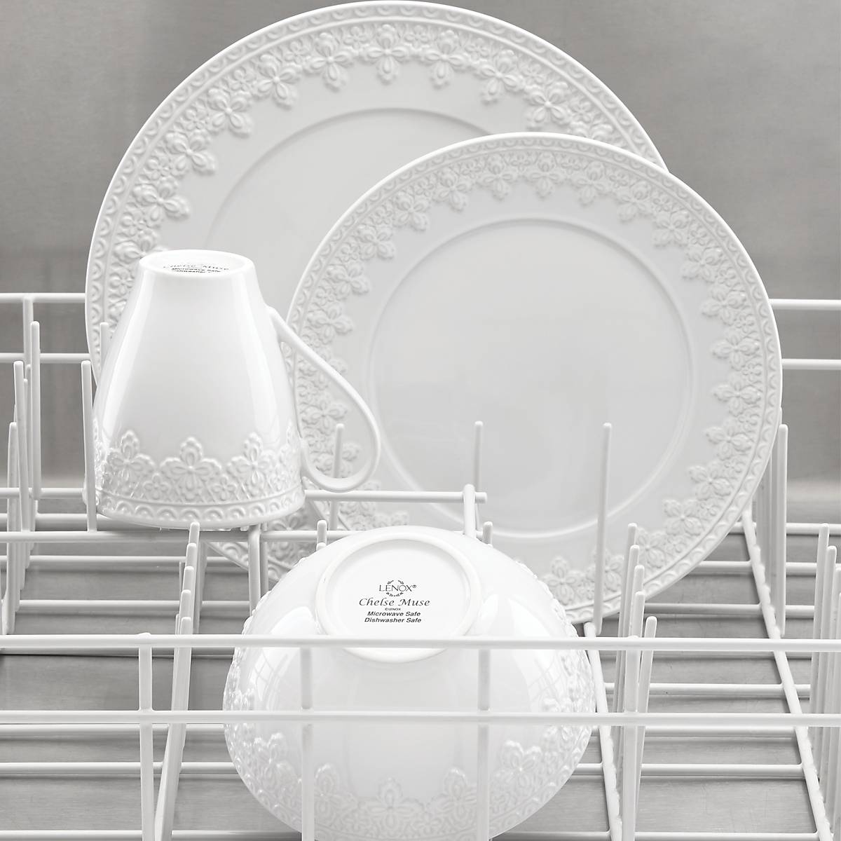 Chelse Muse Fleur White 12-Piece Dinnerware Set - Elegant Porcelain Plates, Bowls & Cups - Perfect for Formal Dining, Dinner Parties & Home Decor