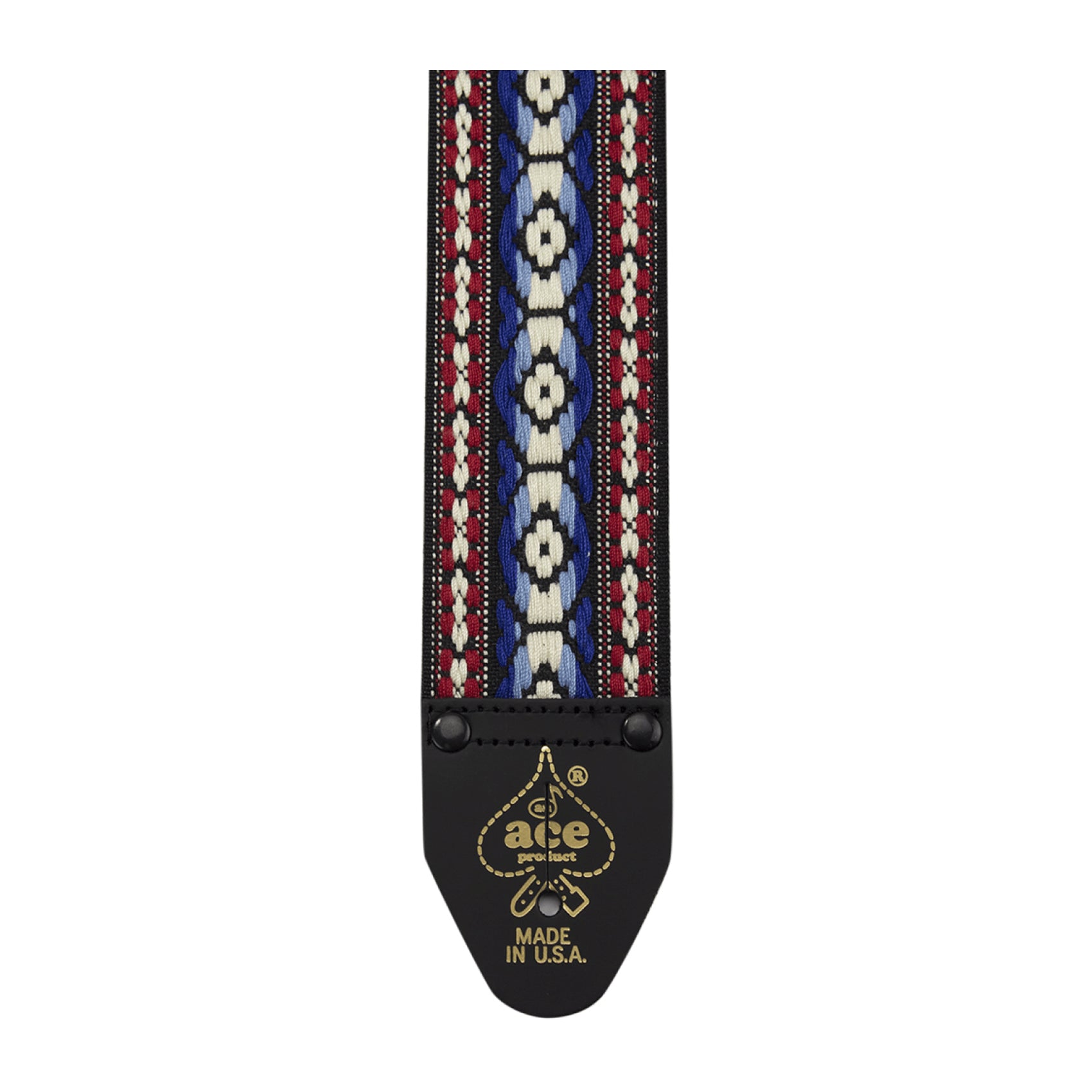 Vintage Reissue ACE11 2 Guitar Strap in Bohemian Blue - Premium Leather Adjustable Strap for Electric & Acoustic Guitars - Perfect for Performances, Studio Sessions & Casual Playing