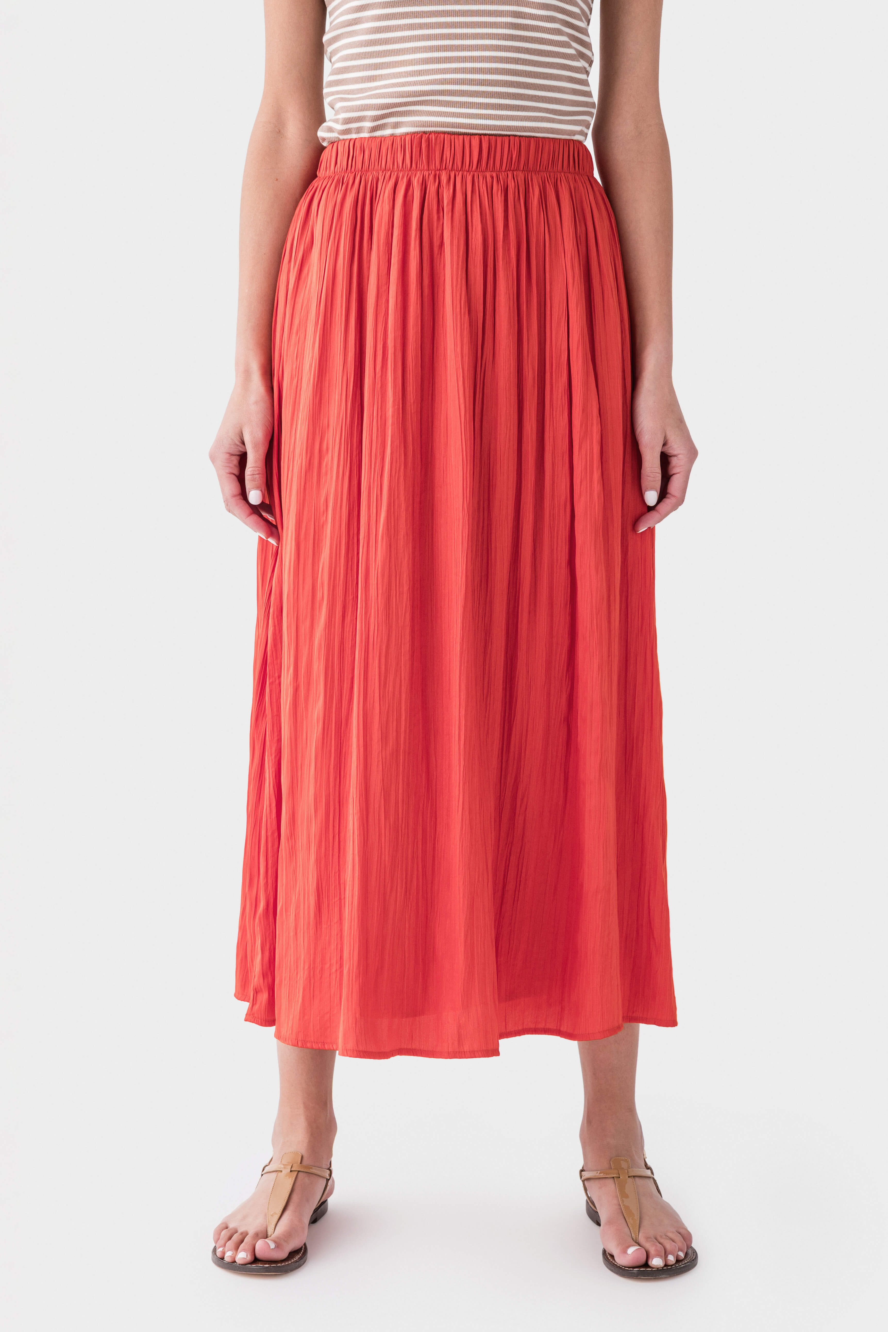 Z Supply Nicoline Crinkle Midi Skirt - Women's Flowy A-Line Skirt with Elastic Waist | Perfect for Casual Outfits, Beach Wear & Boho Style Fashion