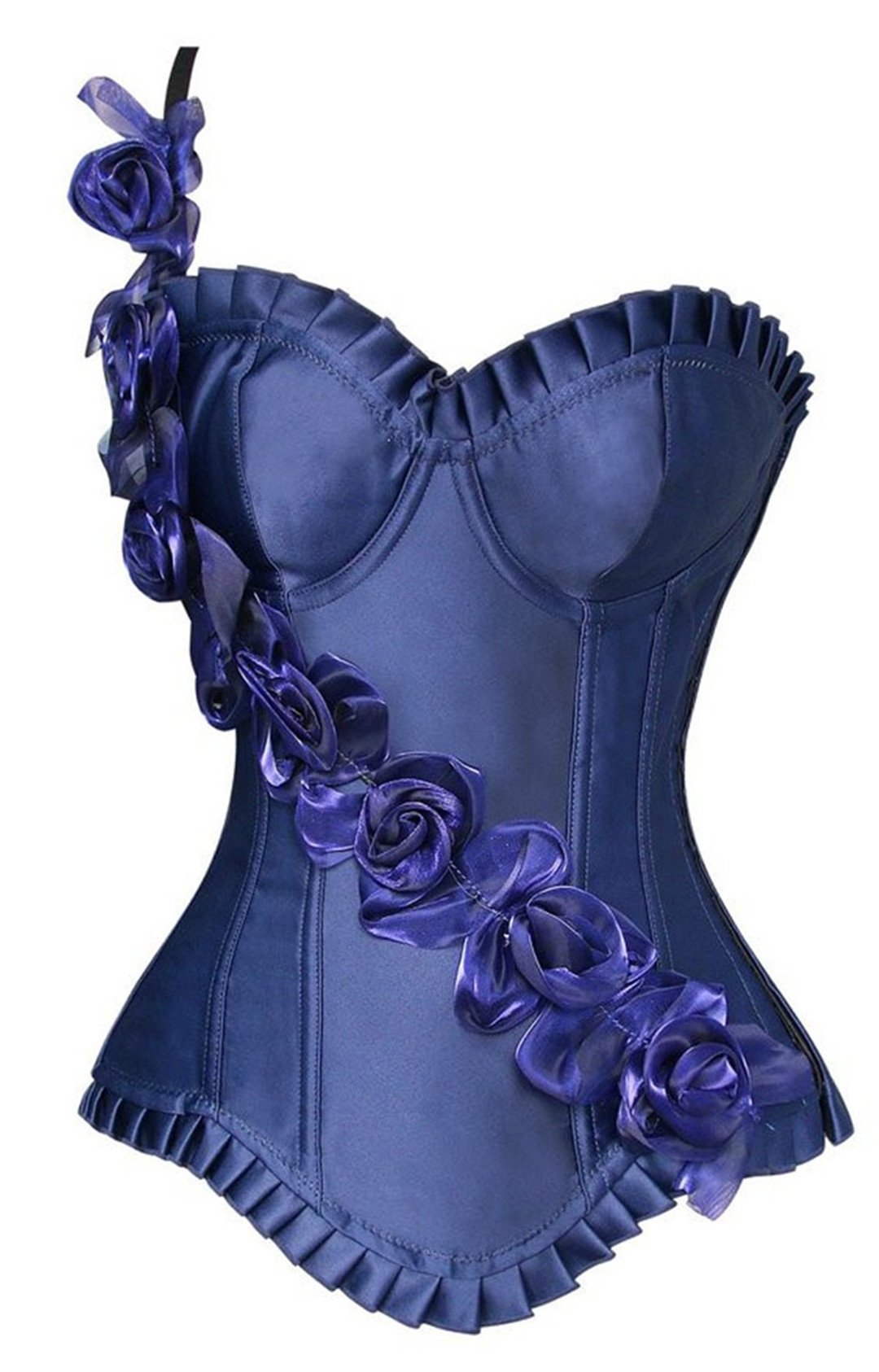 Women's Rose Flower Bustier Top with Straps - Overbust Corset Vest for Evening Wear, Date Night & Special Occasions