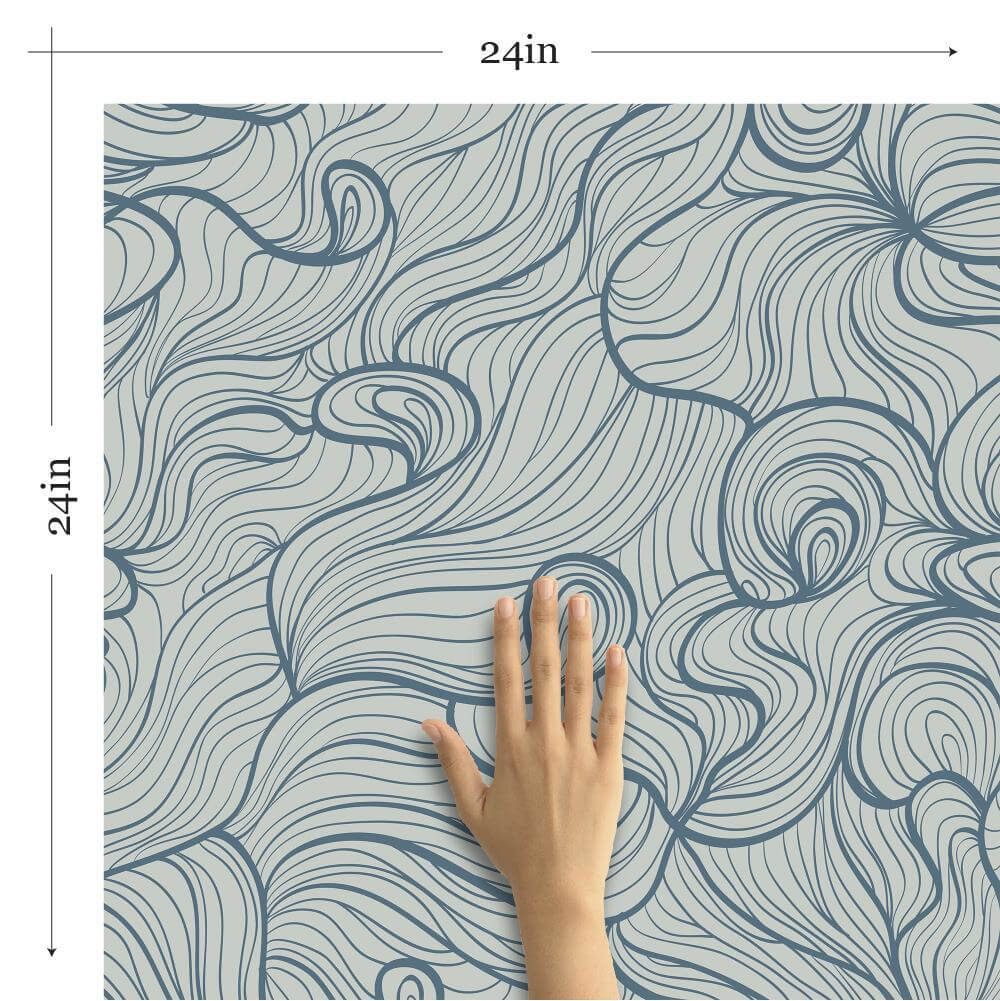 Blue Textured Peel and Stick Removable Wallpaper - Self-Adhesive Decorative Wall Covering for Bedroom, Living Room, Nursery & Office Decor